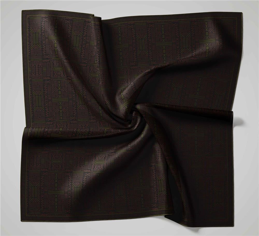 Pamuk Polyester Soft Eşarp Soluk Siyah Geometrik Desenli Kaymaz Dokulu Tok Duruşlu 90x90