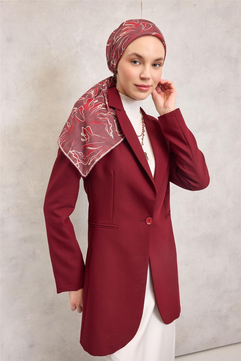 Pamuk Polyester Soft Eşarp Soyut Desen Lila 90x90
