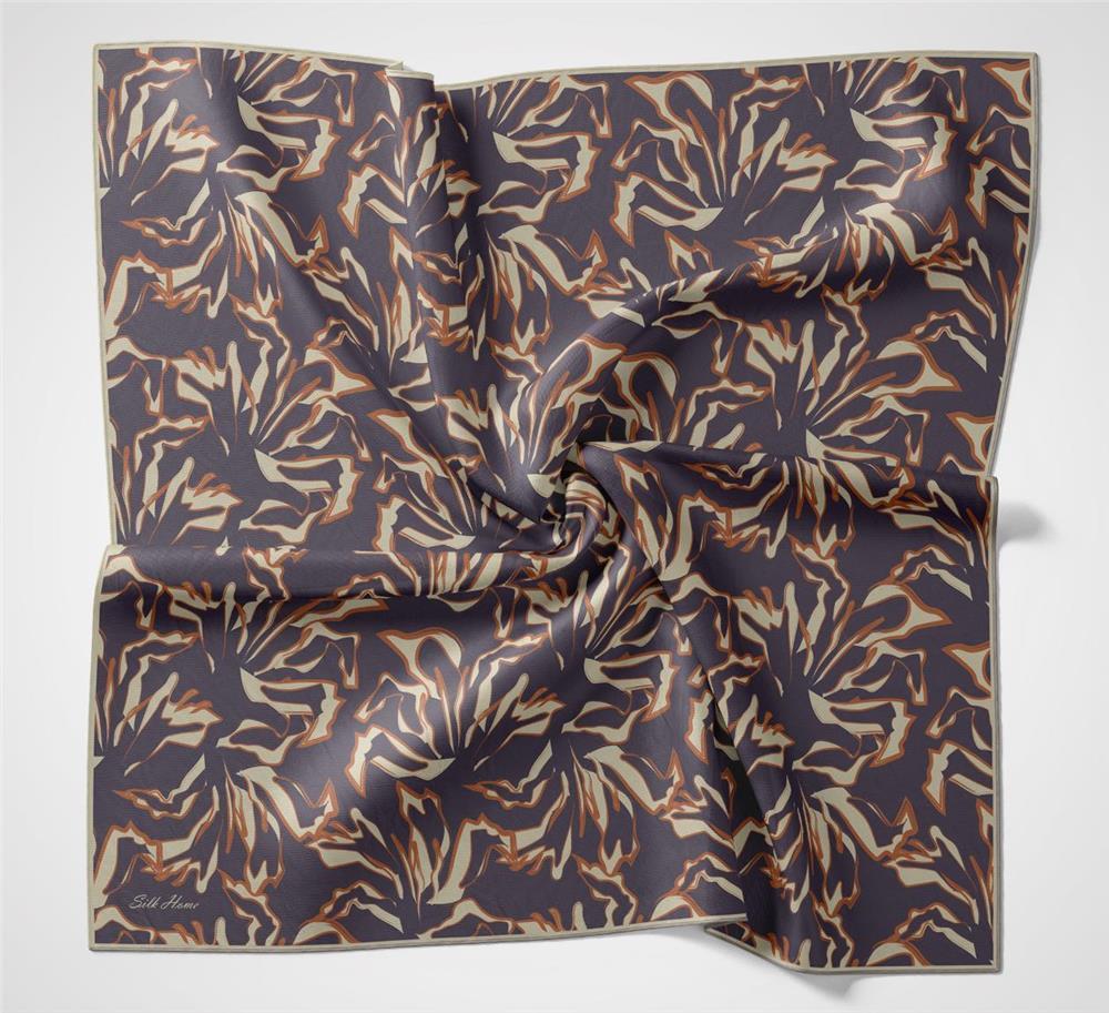 Pamuk Polyester Soft Eşarp Soyut Desen Violet 90x90