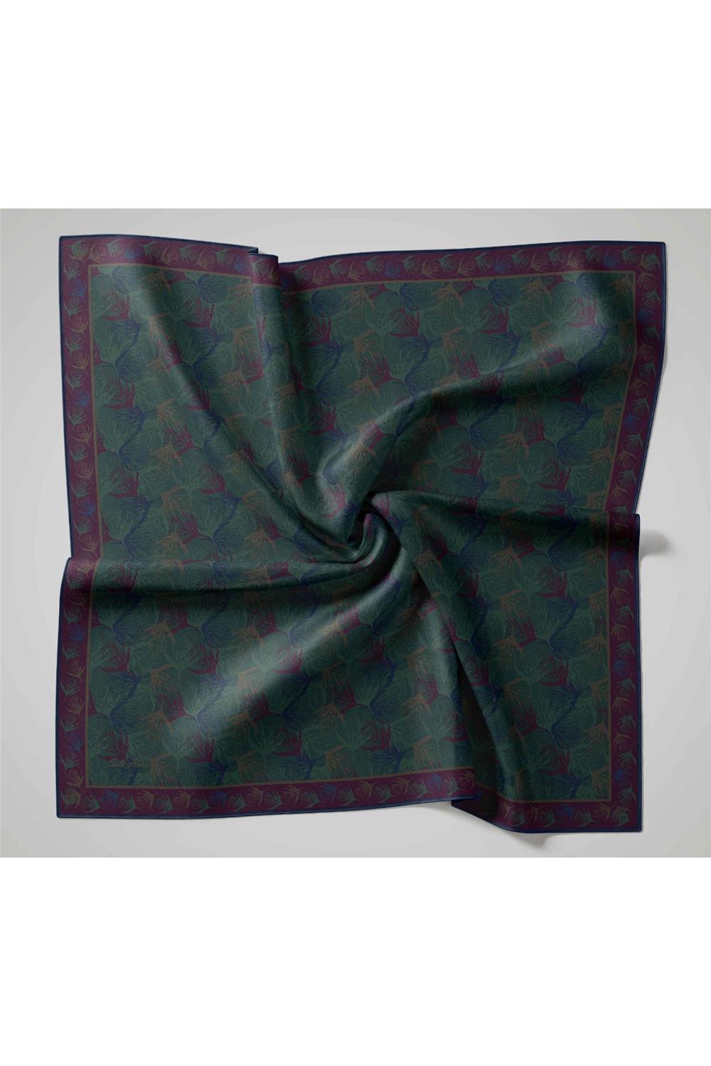 Pamuk Polyester Soft Eşarp Turuncu Yaprak Desen 90*90
