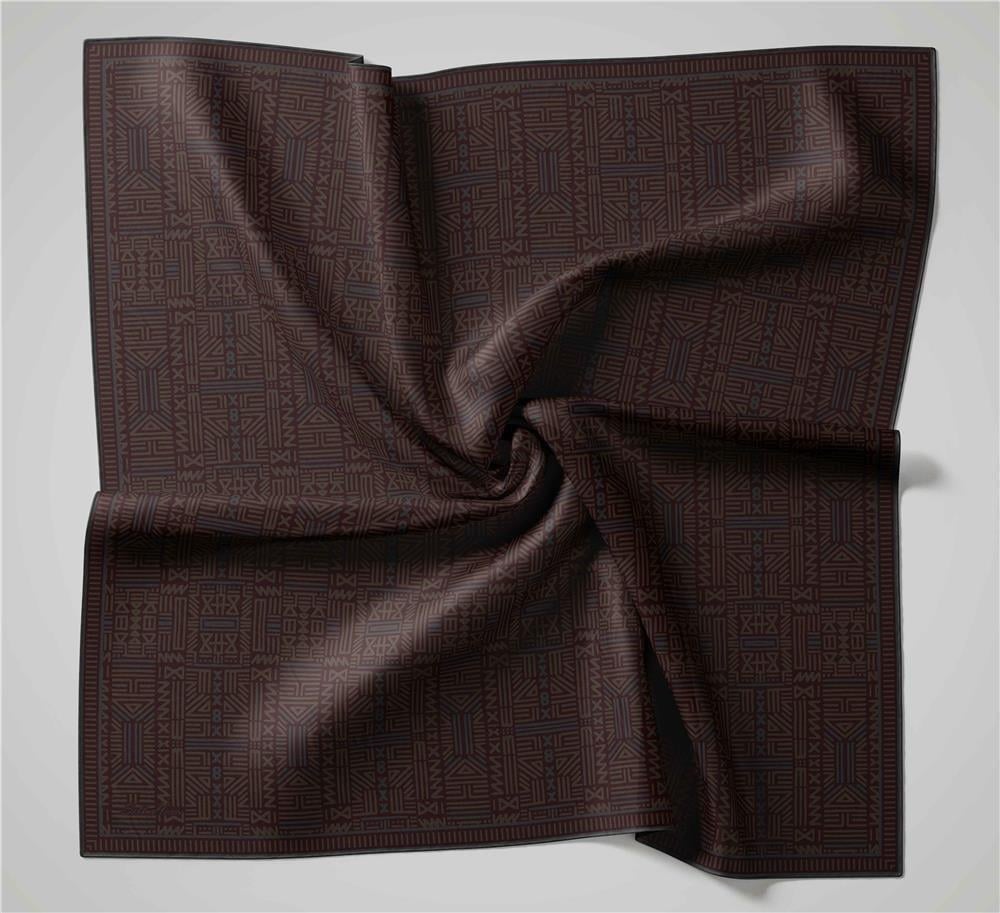 Pamuk Polyester Soft Eşarp Vişne Geometrik Desenli Kaymaz Dokulu Tok Duruşlu 90x90
