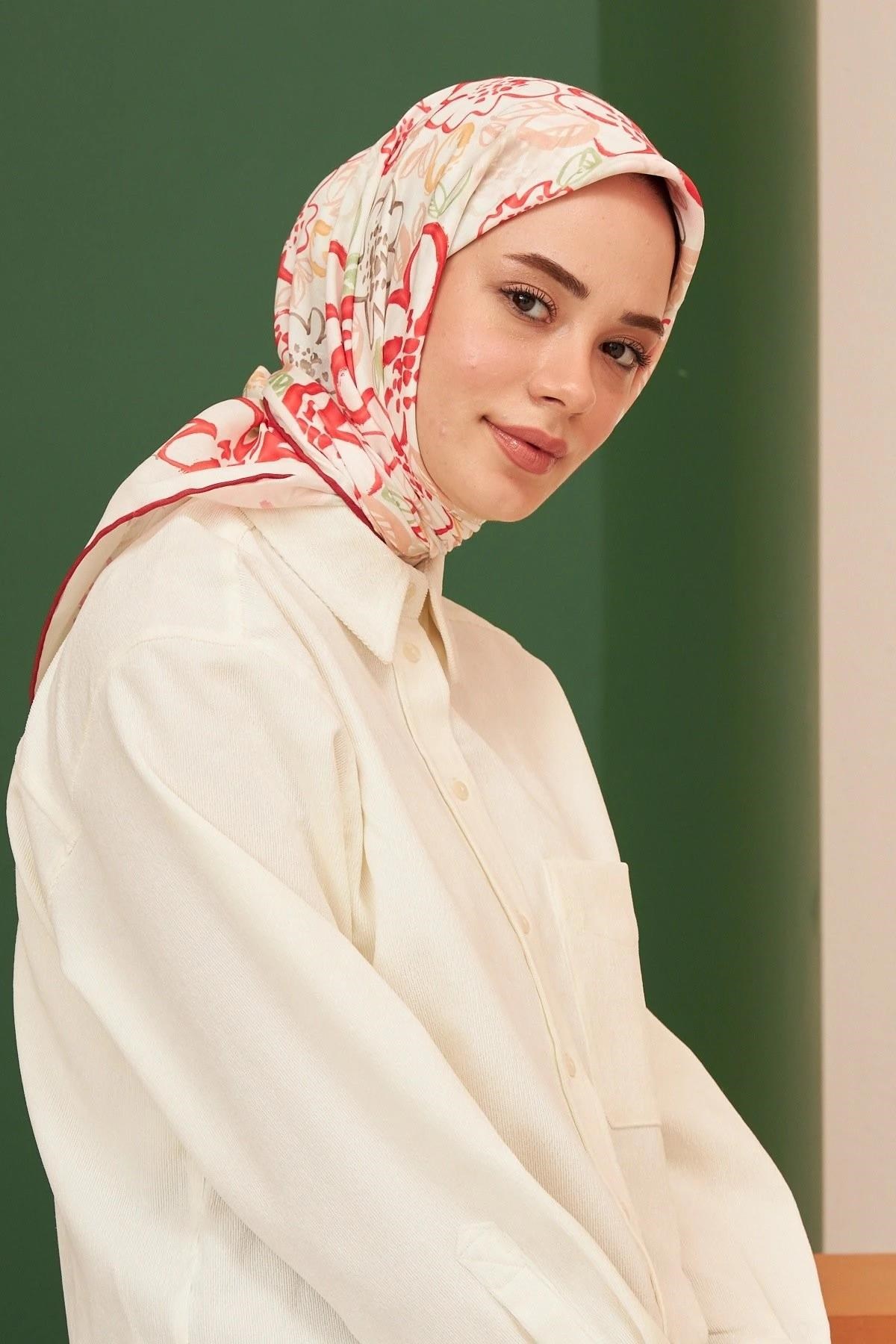 Pastel Mercan Pamuk Viskon Eşarp Modeli