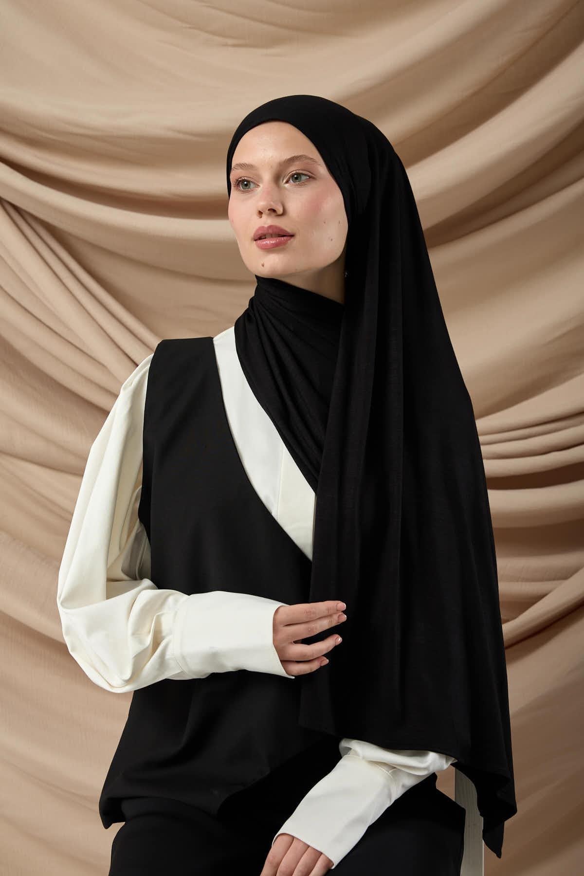 Premium Penye Şal 65002-01 Siyah