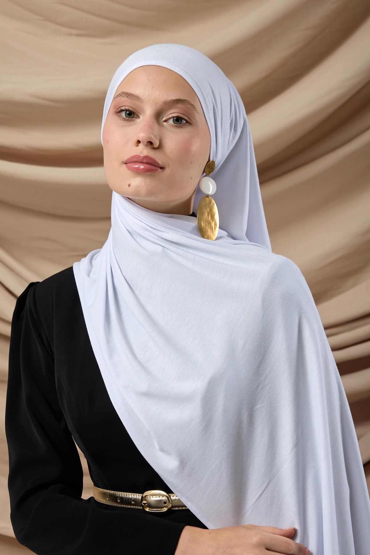 Premium Penye Şal 65002-02 Beyaz