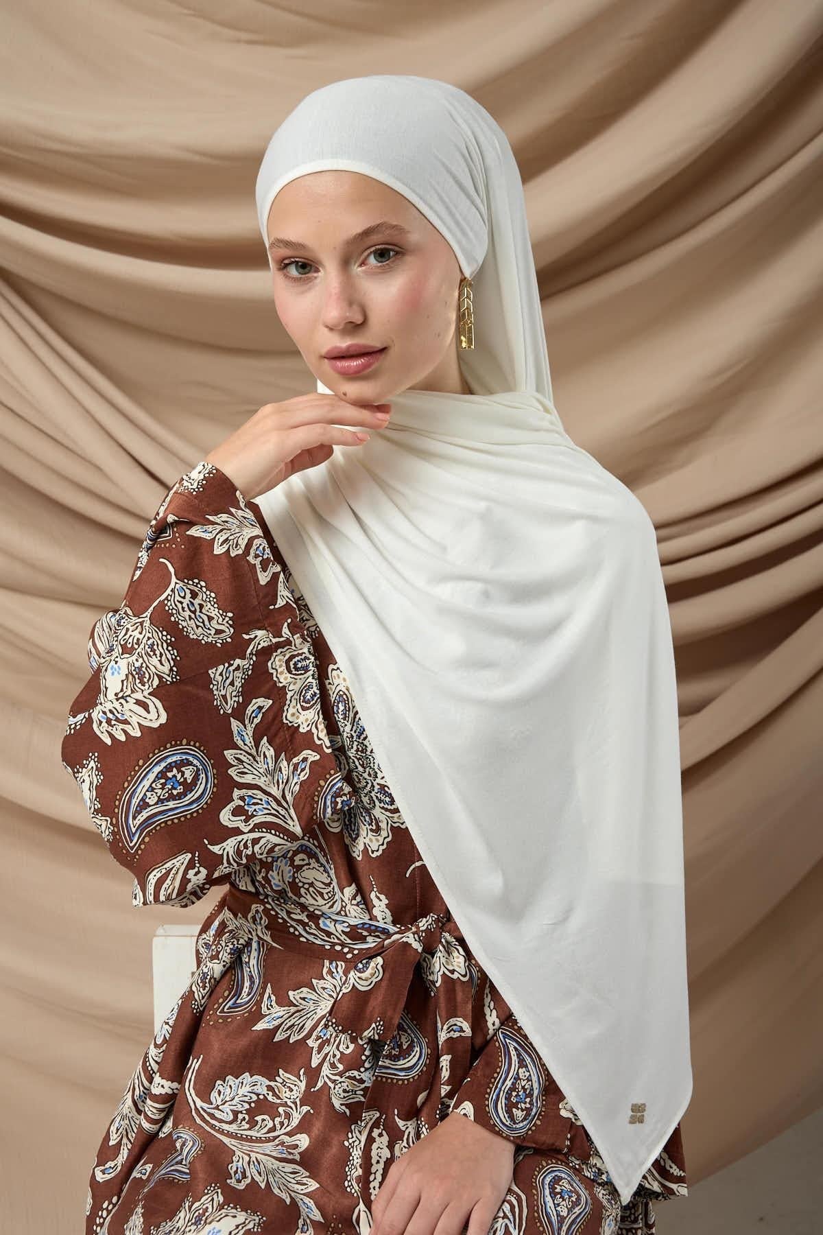 Premium Penye Şal 65002-05 Krem