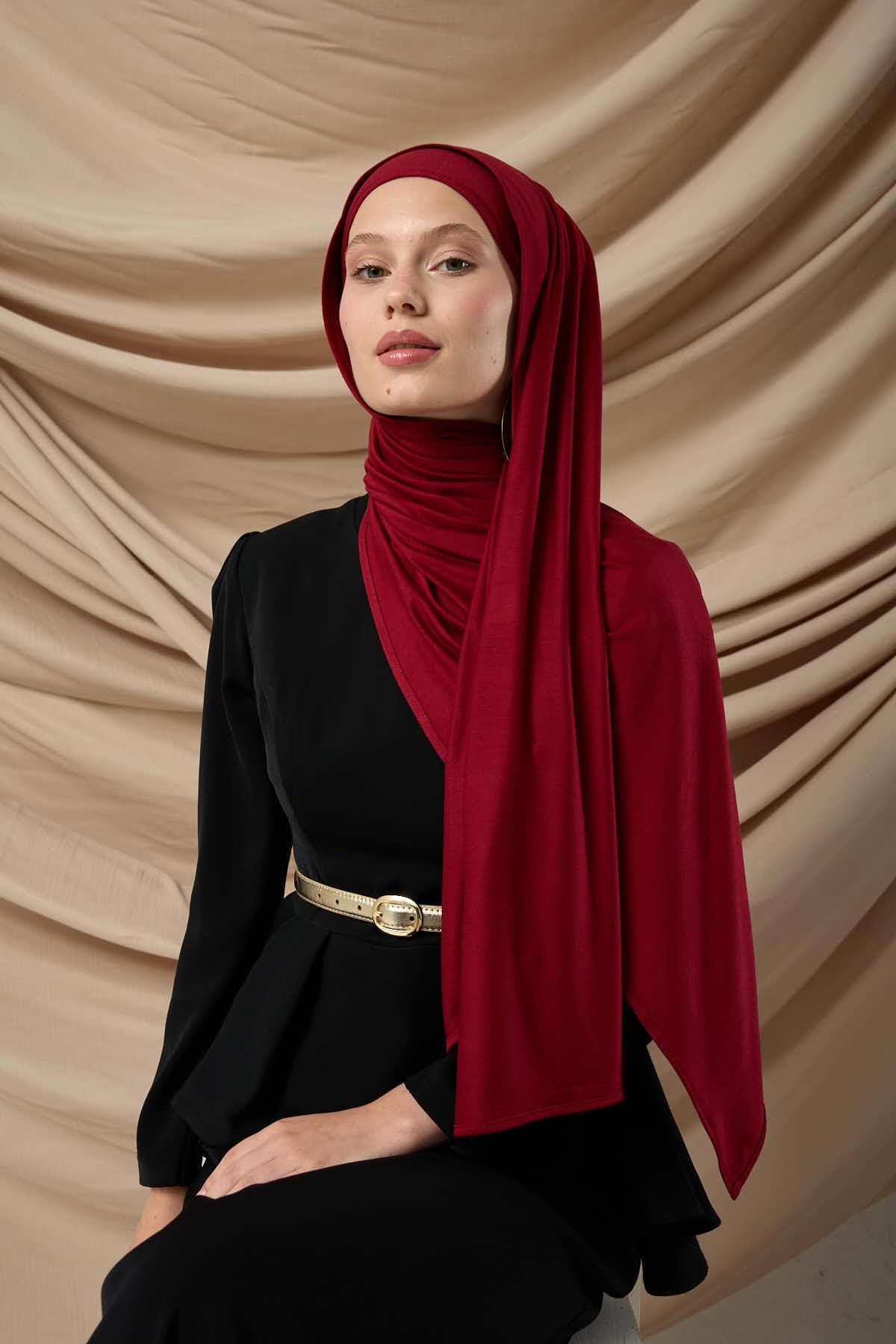 Premium Penye Şal 65002-06 Bordo