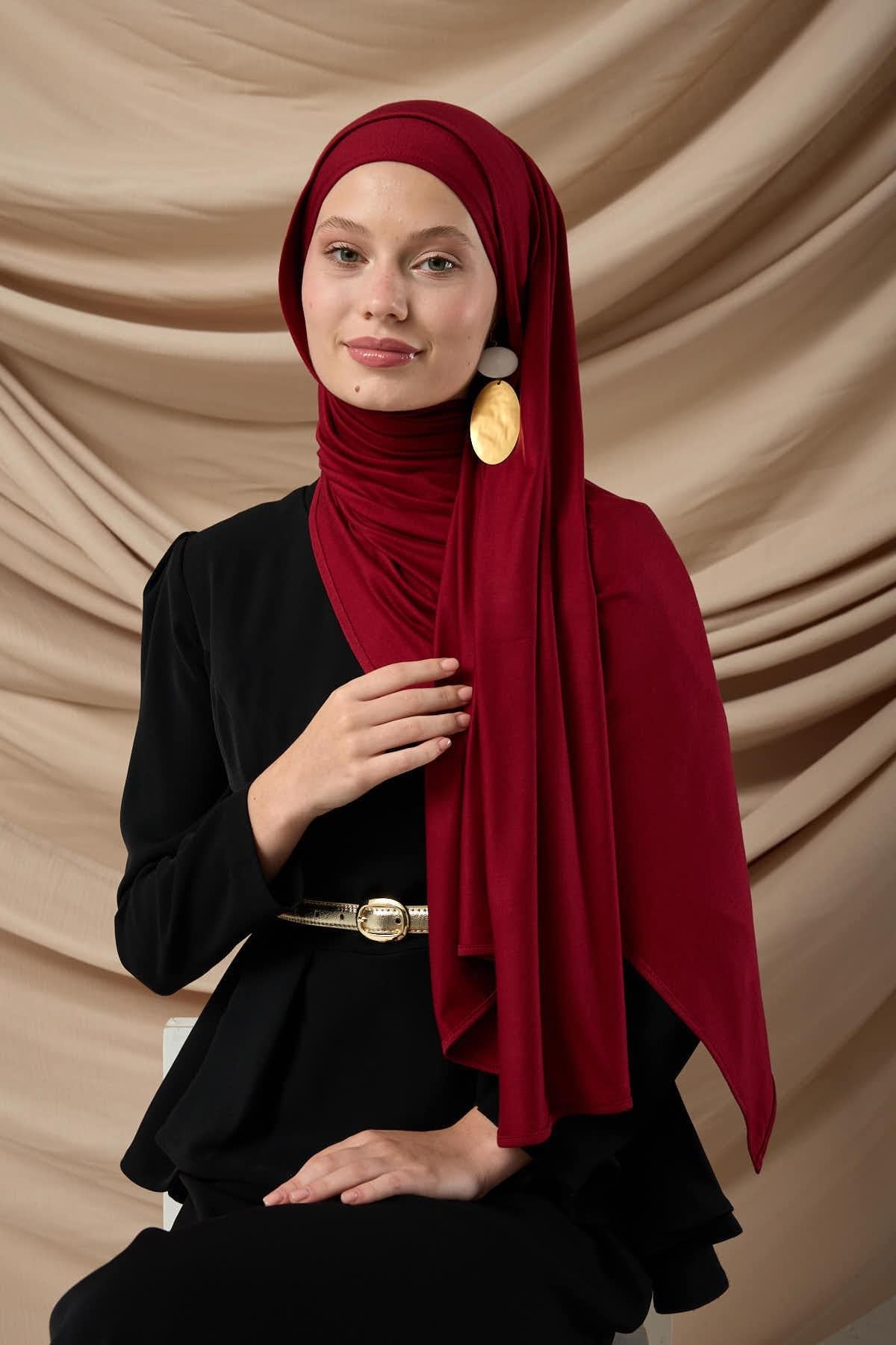 Premium Penye Şal 65002-06 Bordo