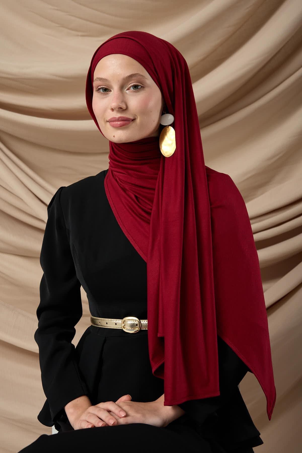 Premium Penye Şal 65002-06 Bordo