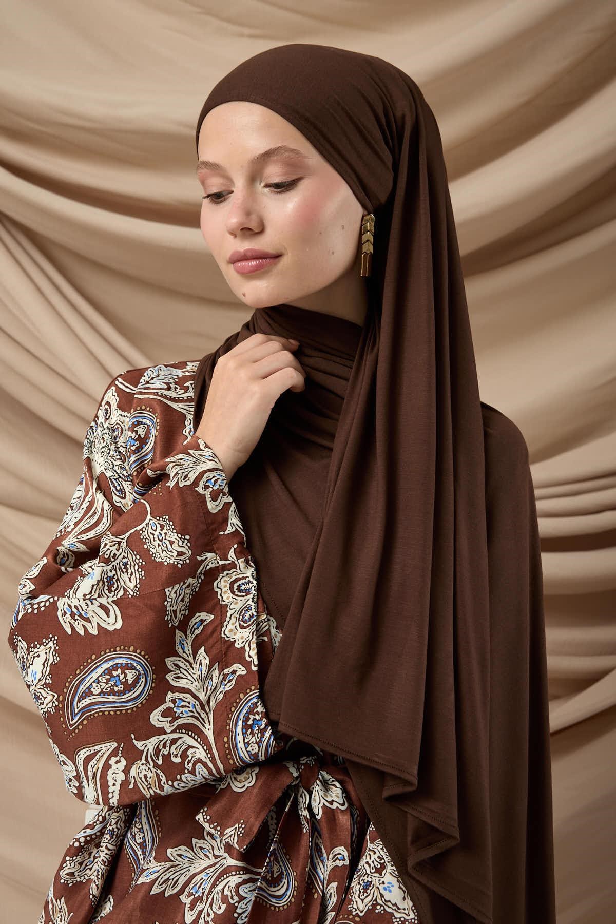 Premium Penye Şal 65002-08 Kahverengi