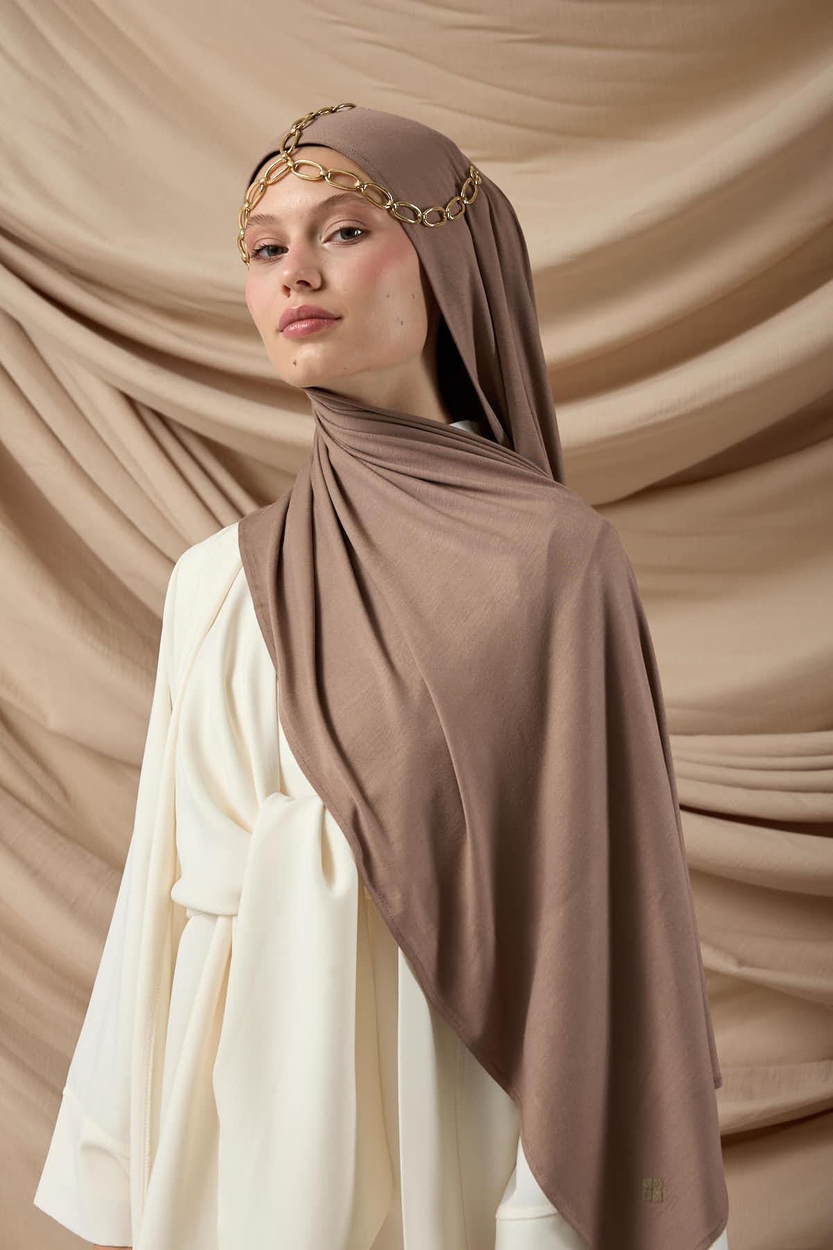 Premium Penye Şal 65002-09 Koyu Vizon