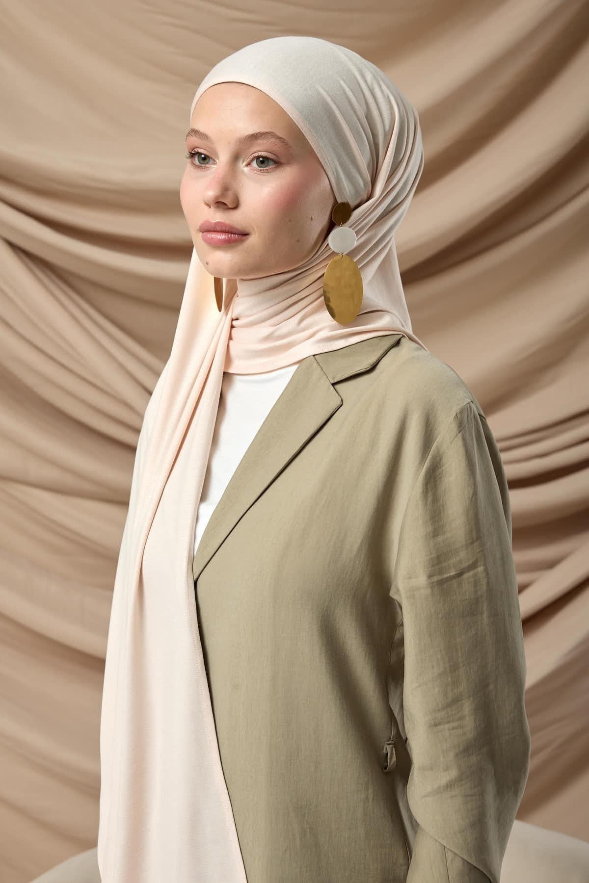 Premium Penye Şal 65002-12 Açık Bej