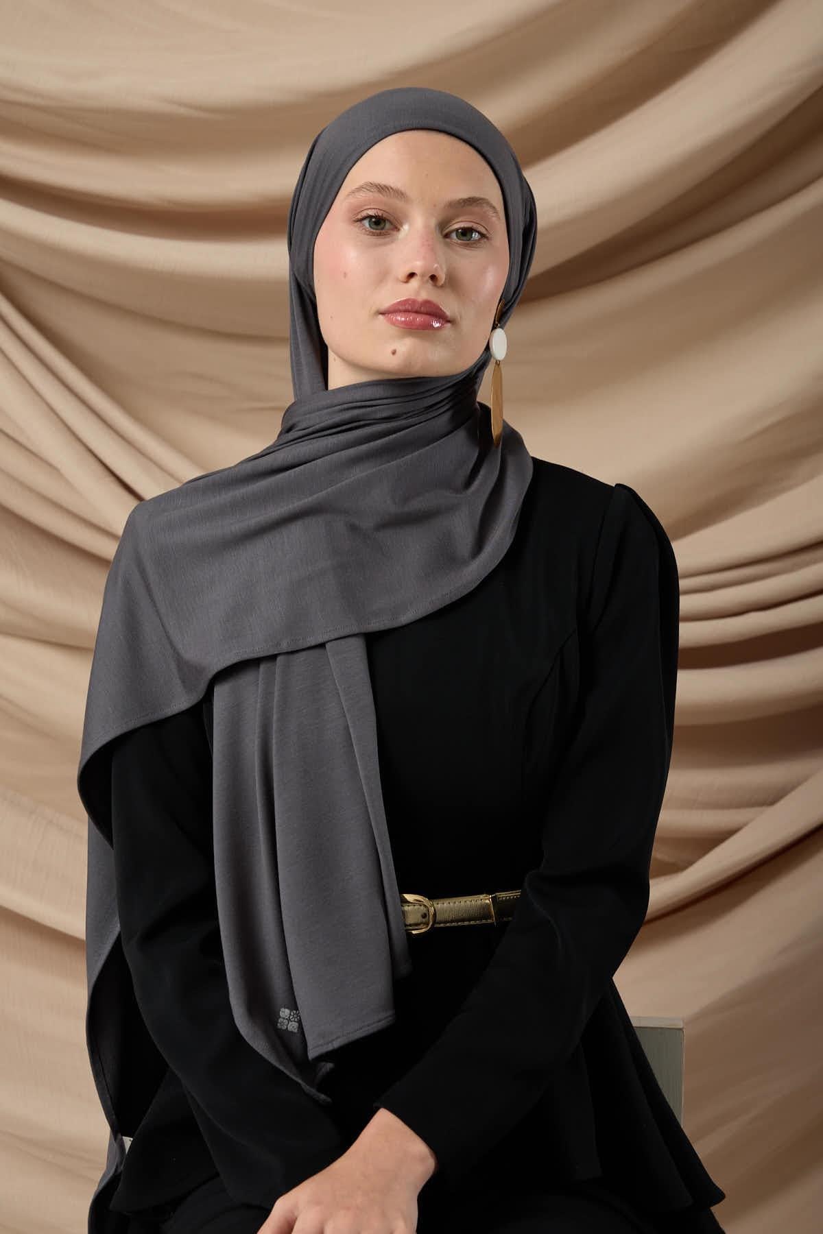 Premium Penye Şal 65002-27 Koyu Gri