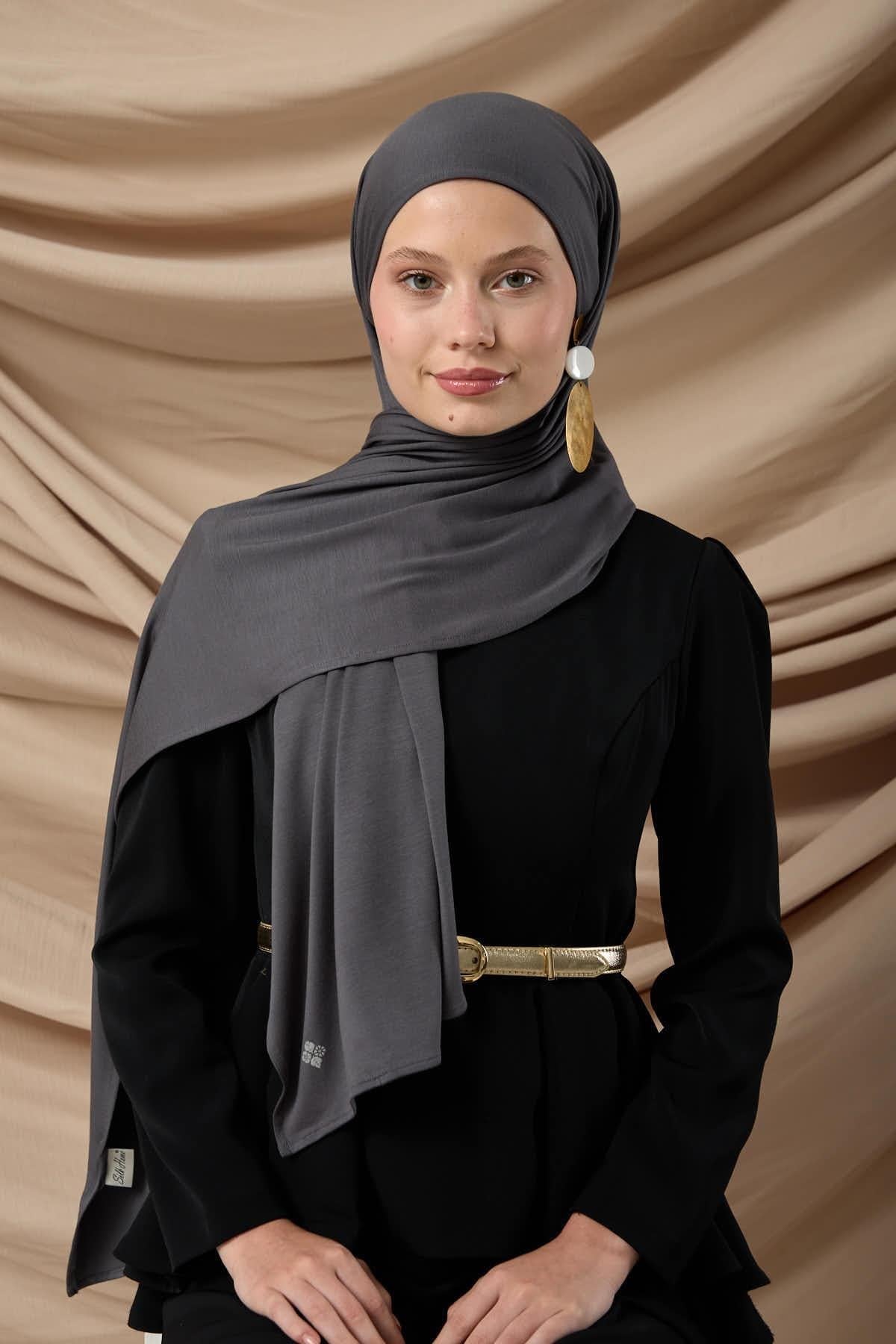 Premium Penye Şal 65002-27 Koyu Gri