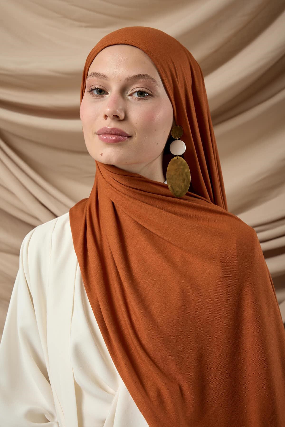 Premium Penye Şal 65002-32 Kiremit