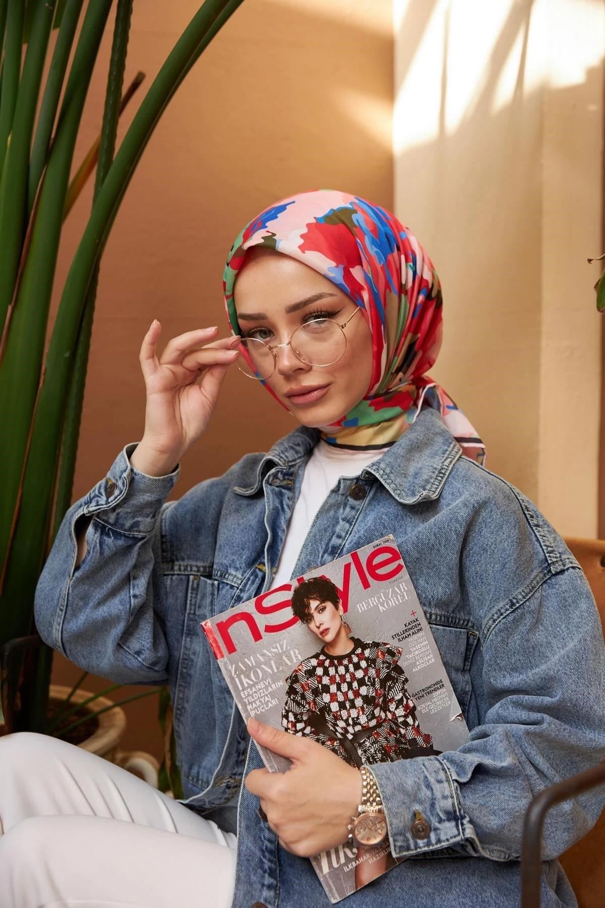 Relax Rainbow Soft Eşarp Pembe Kırmızı 1154-10