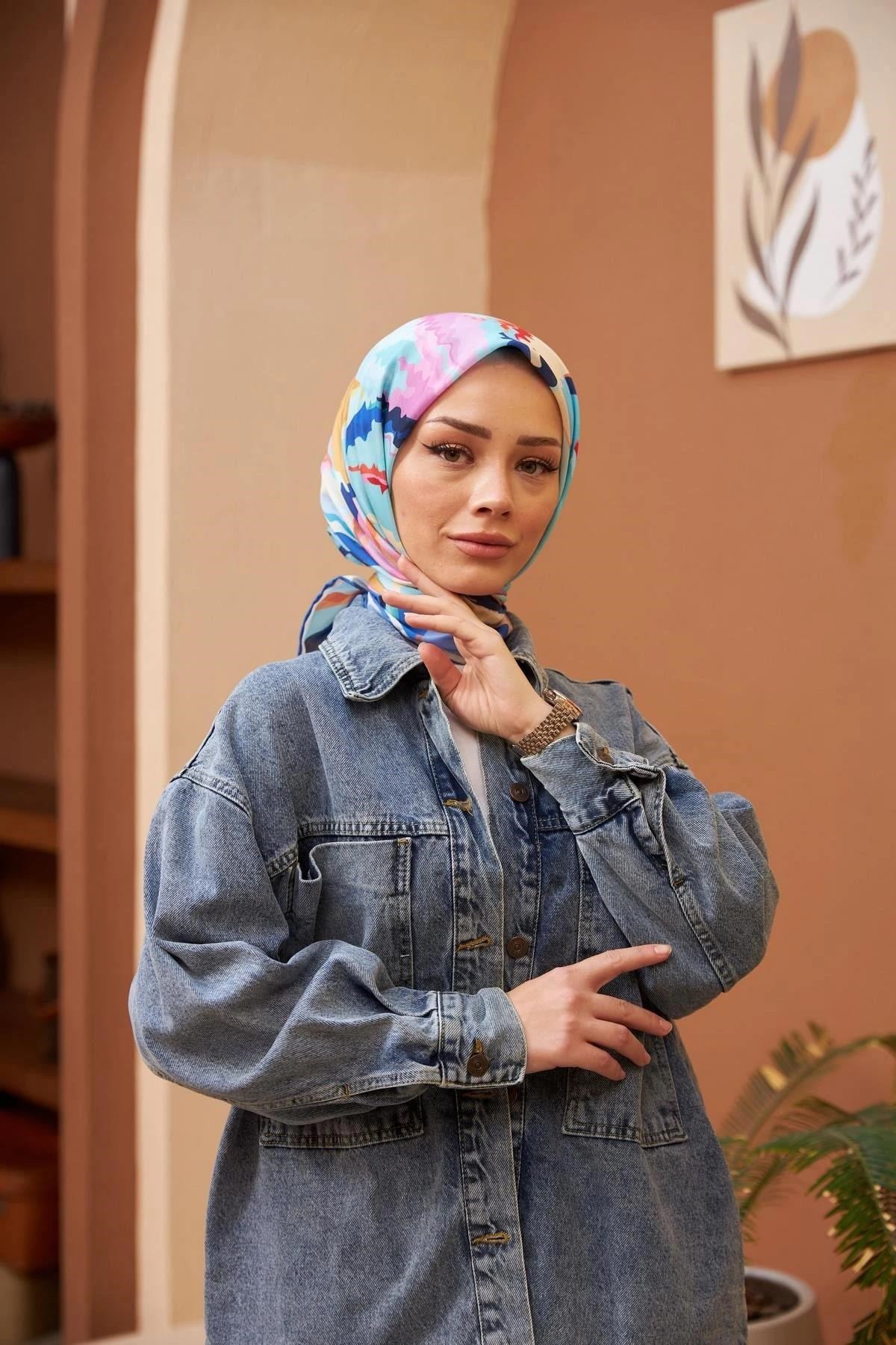 Relax Rainbow Soft Eşarp Turkuaz Kırem 1154-08