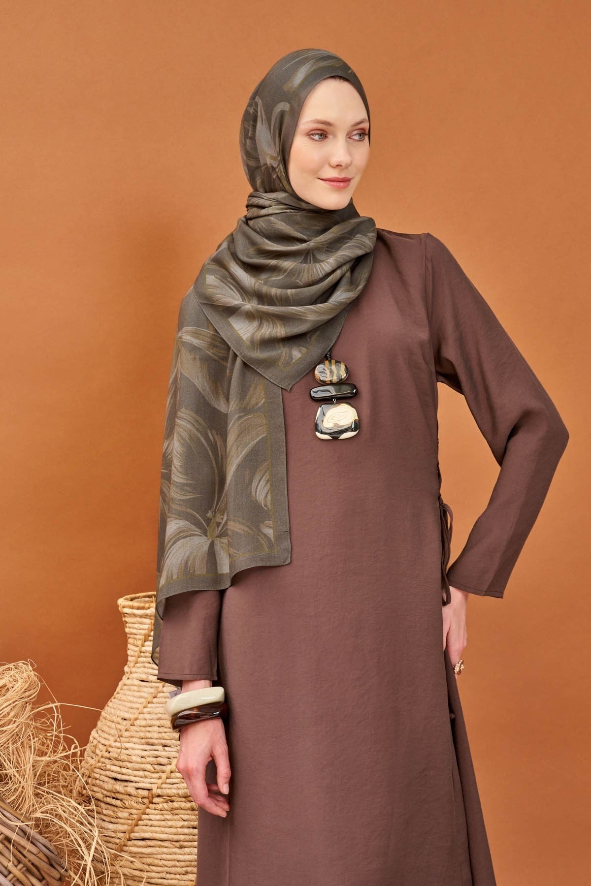 Riva Şal Tencel Bloom Antrasit