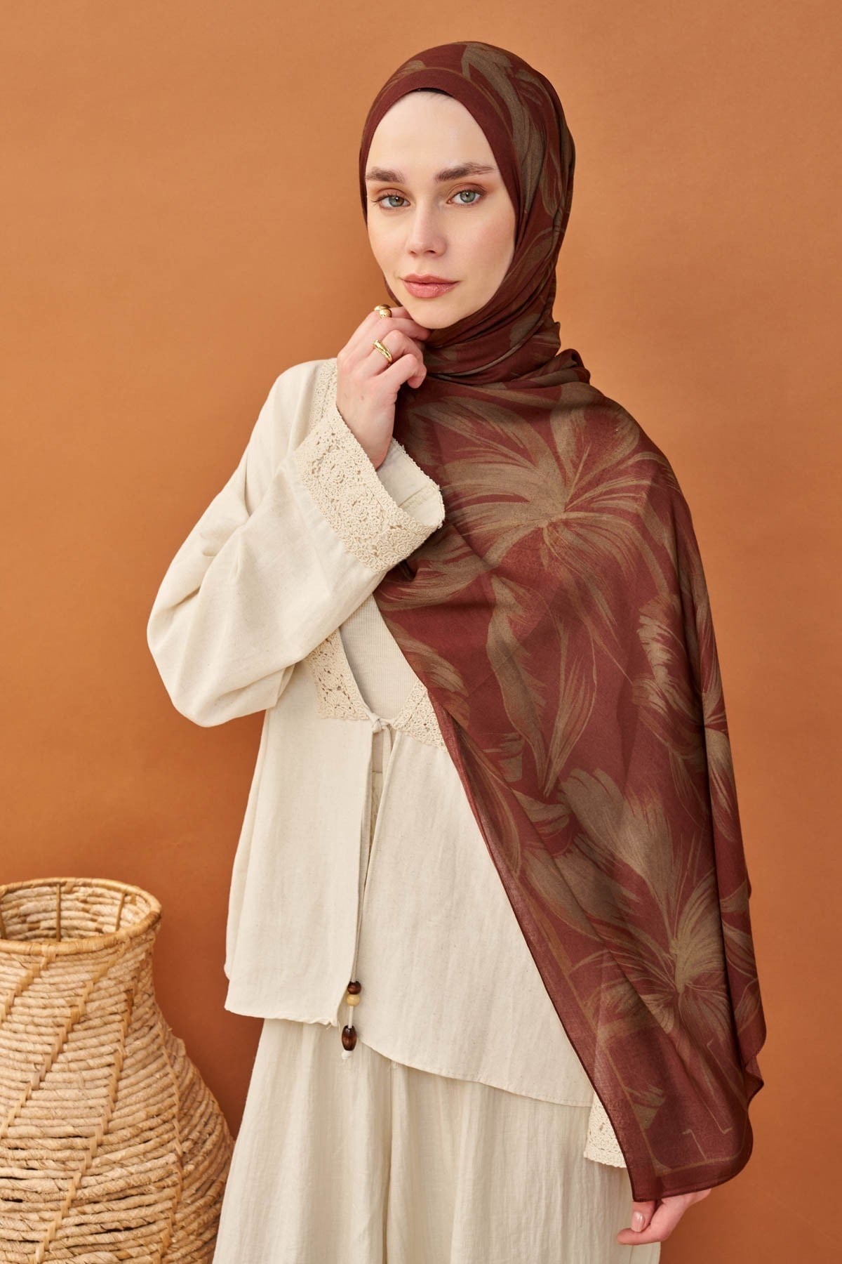 Riva Şal Tencel Bloom Bordo