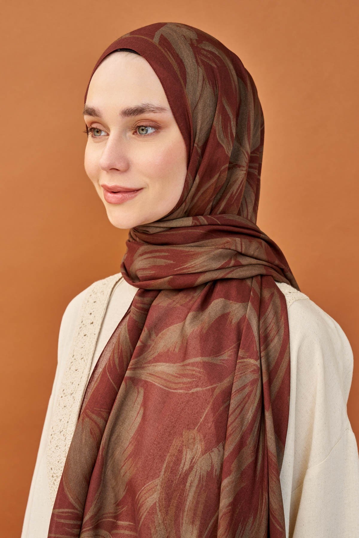 Riva Şal Tencel Bloom Bordo