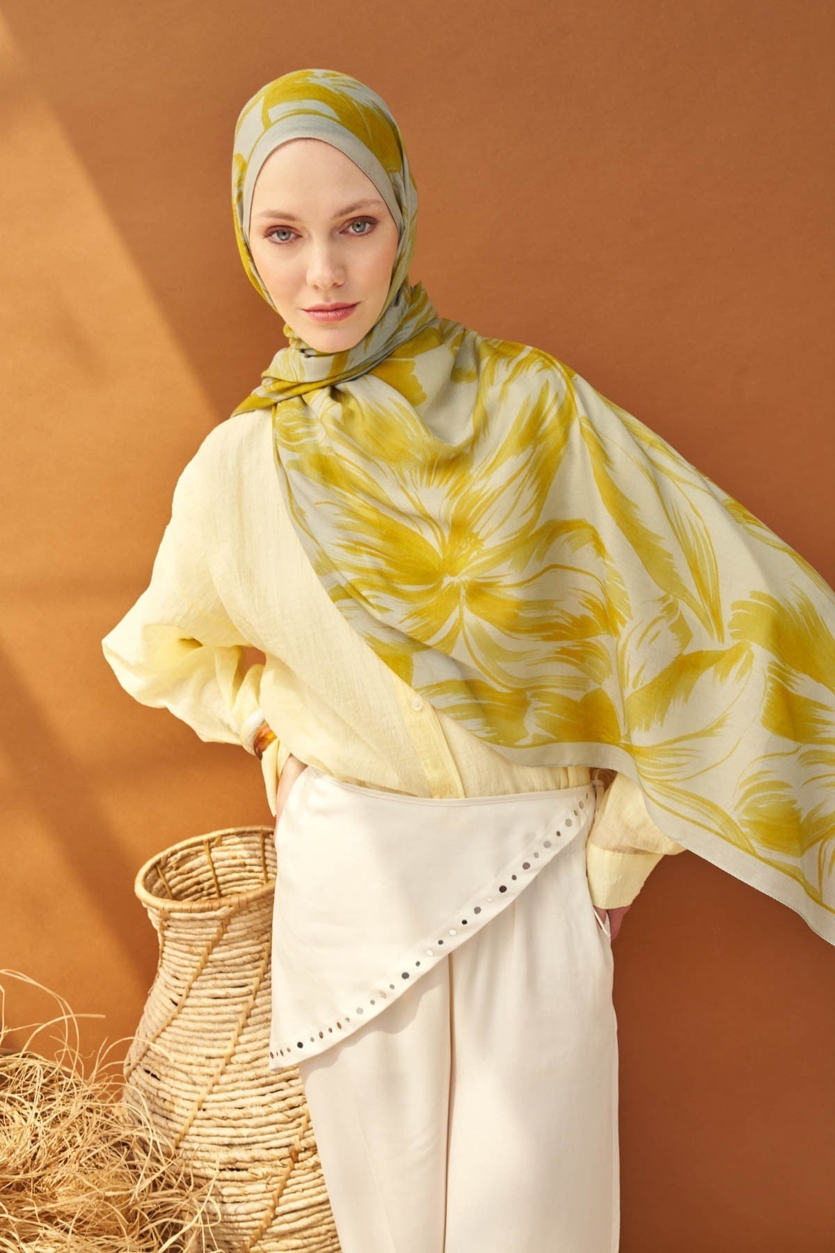 Riva Şal Tencel Bloom Gümüş