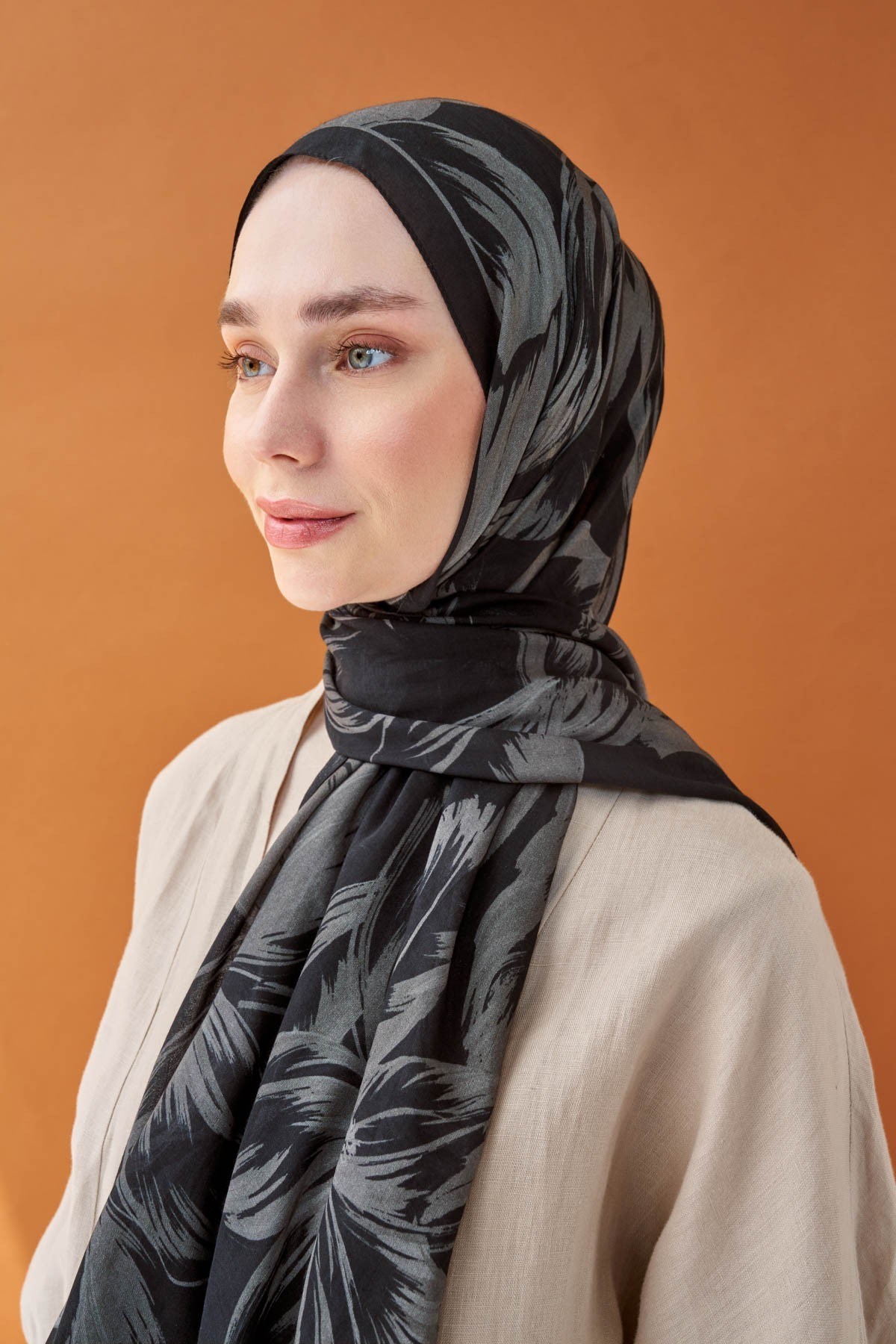Riva Şal Tencel Bloom Koyu Gri