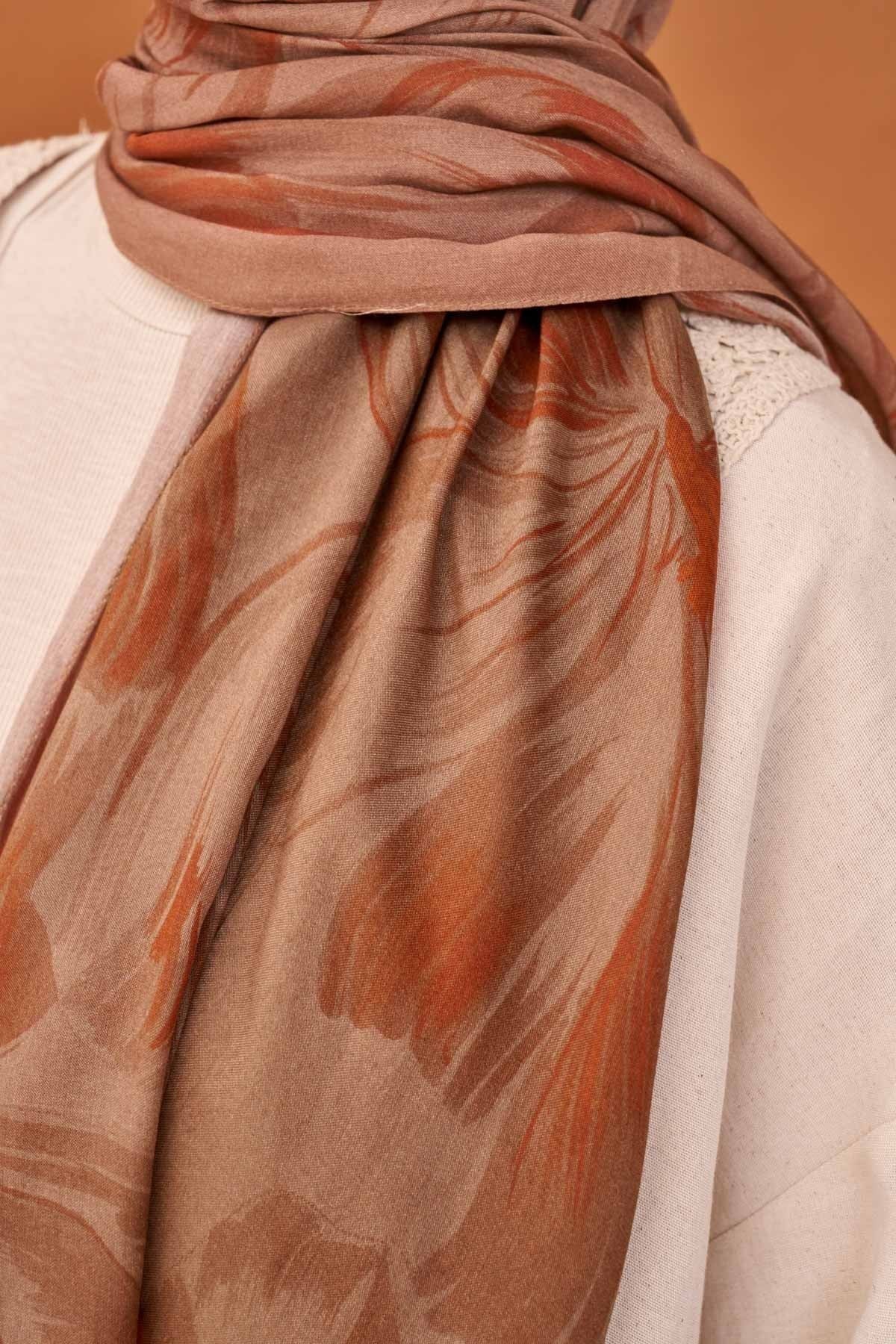 Riva Şal Tencel Bloom Mocha Mousse