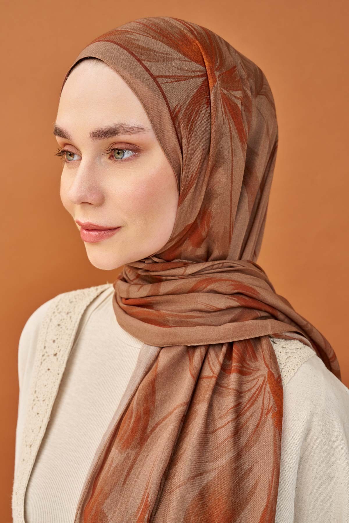 Riva Şal Tencel Bloom Mocha Mousse