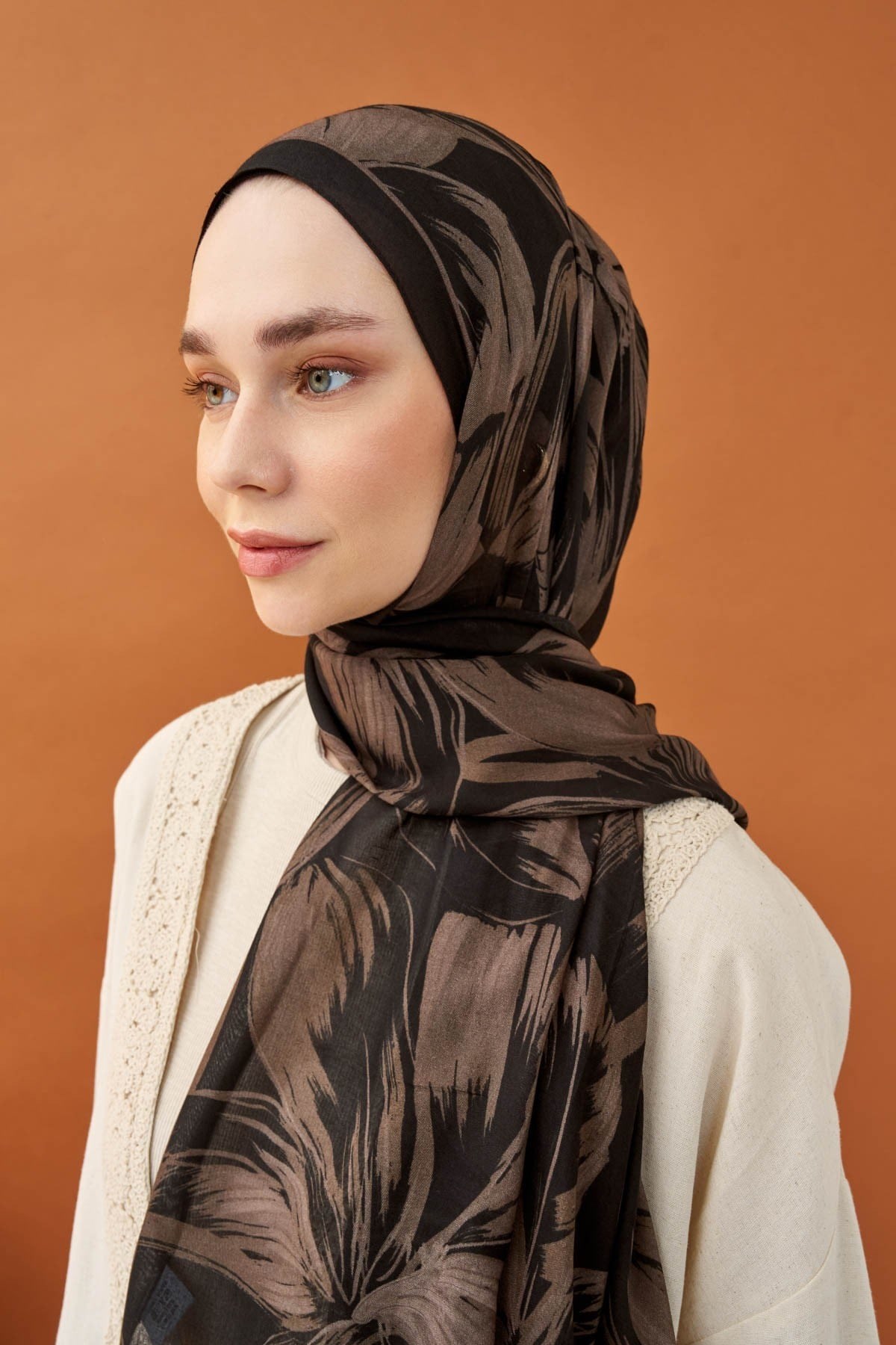 Riva Şal Tencel Bloom Siyah