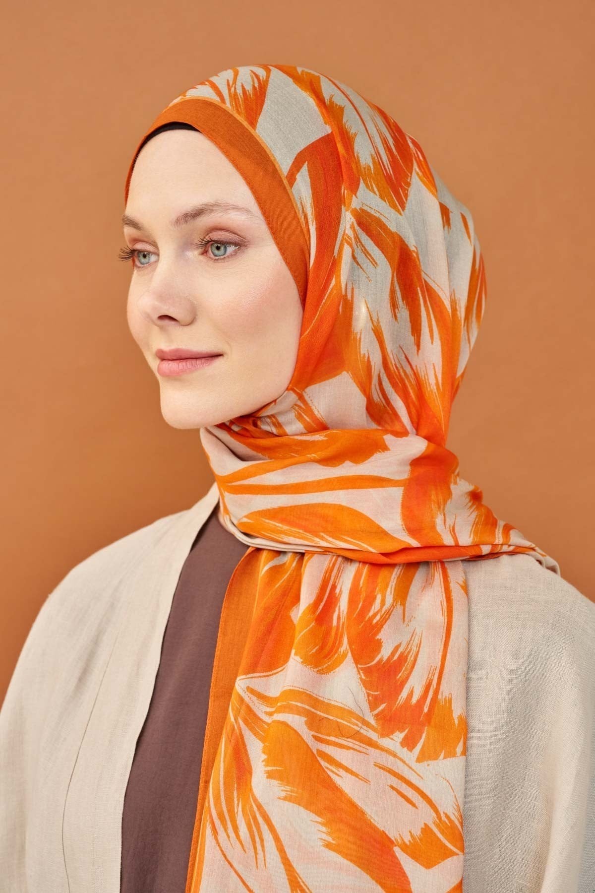 Riva Şal Tencel Bloom Turuncu
