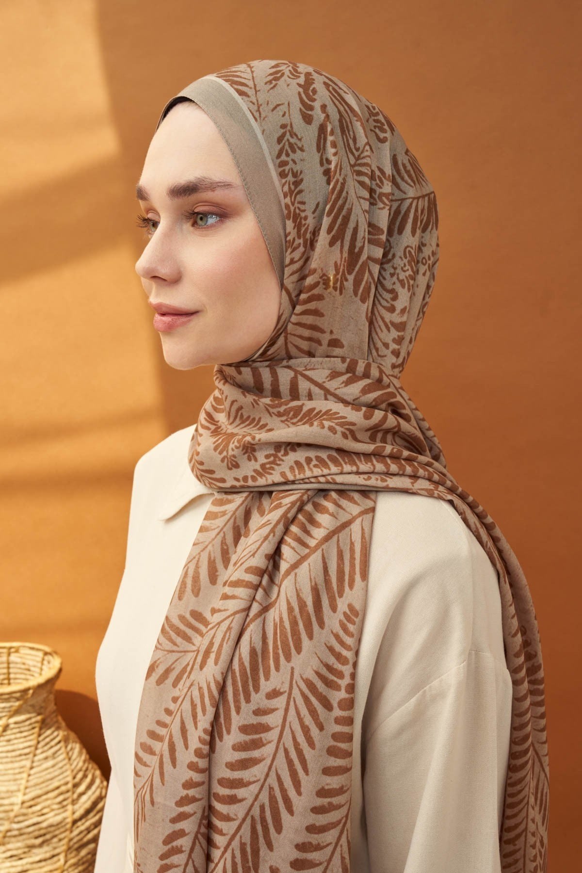 Riva Şal Tencel Boston Fern  Vizon
