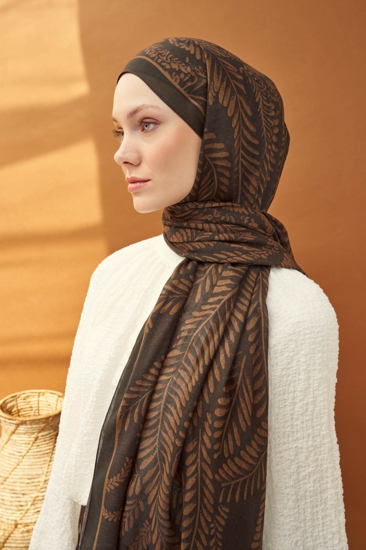 Riva Şal Tencel Boston Fern Acı Kahve