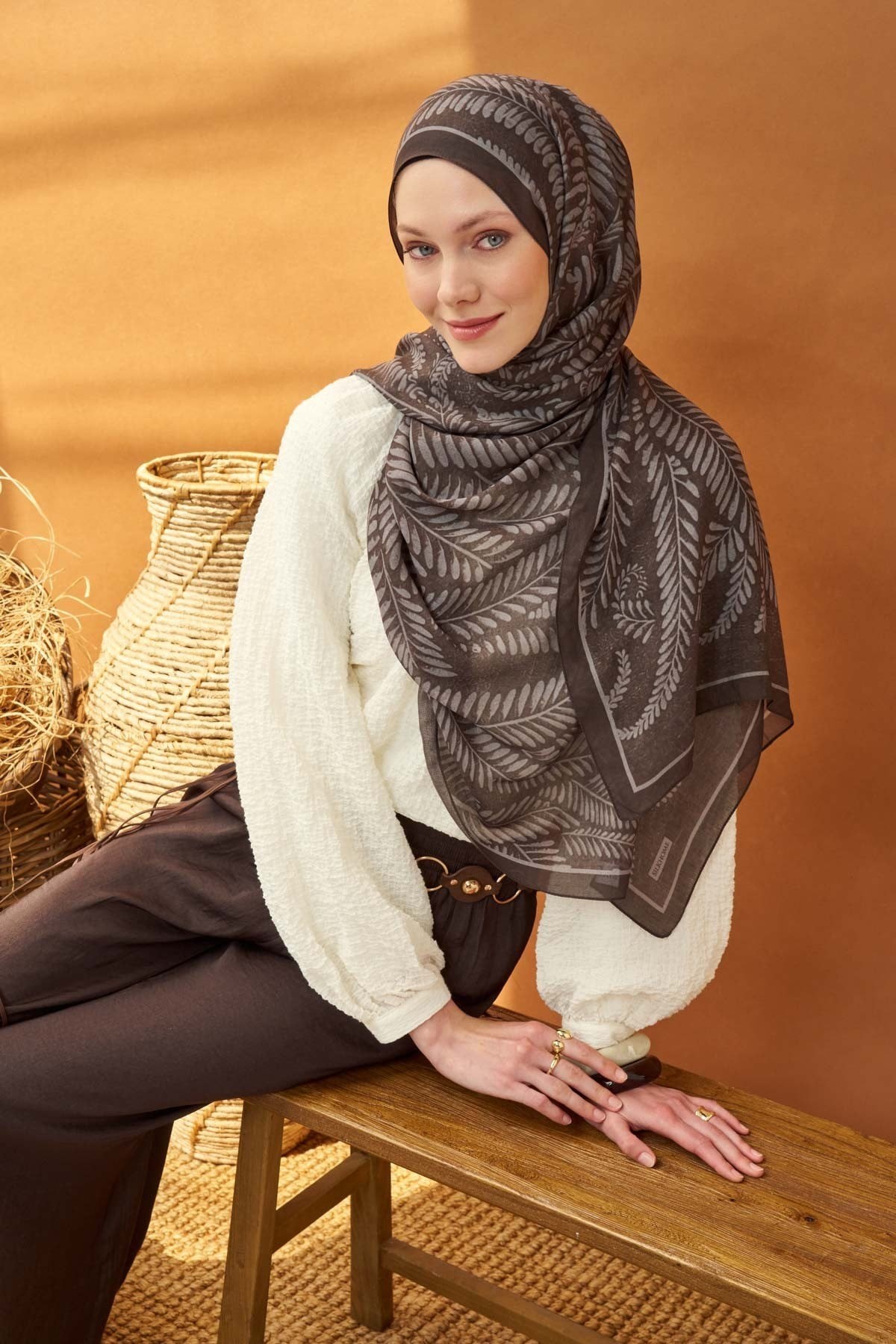 Riva Şal Tencel Boston Fern Antrasit