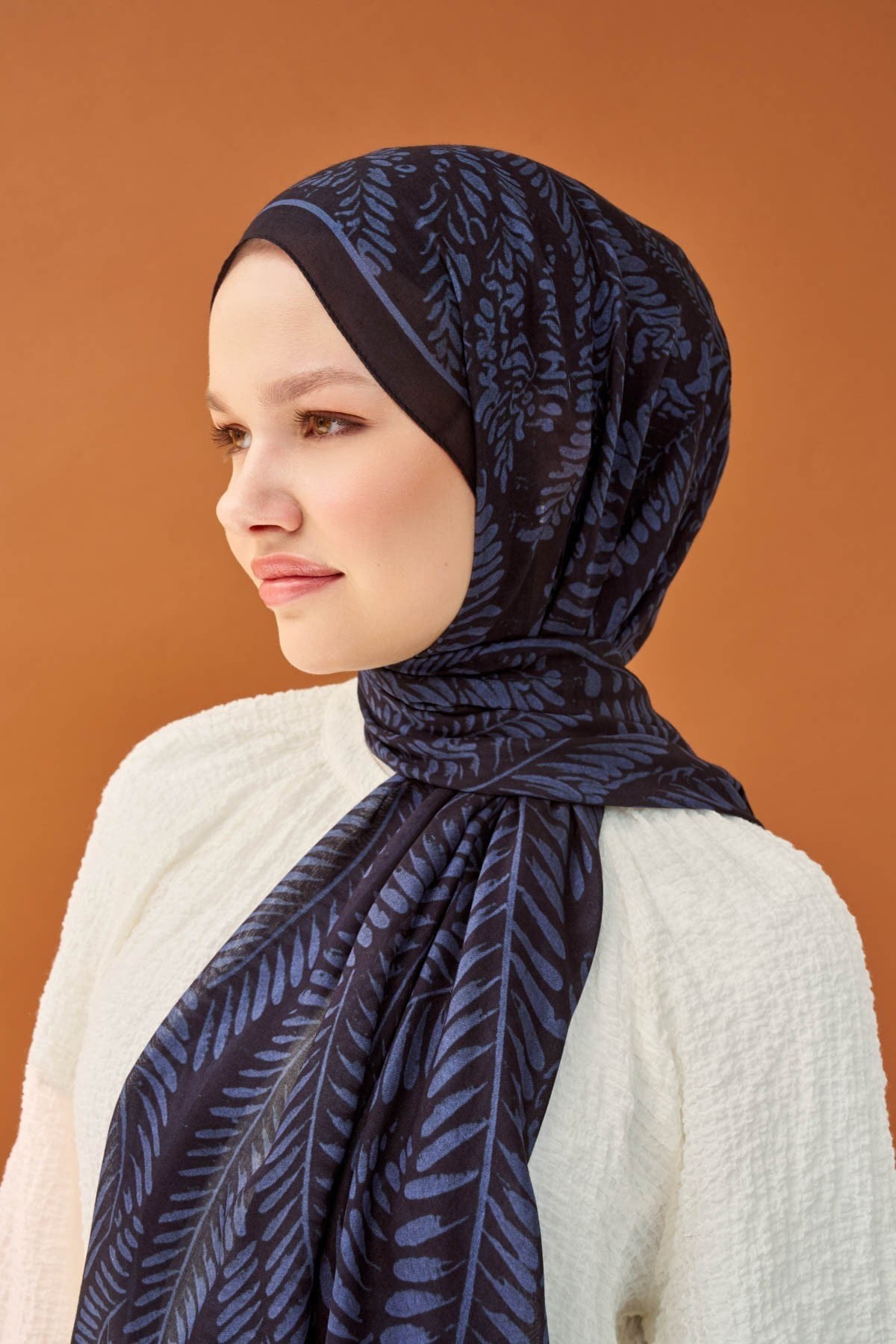Riva Şal Tencel Boston Fern Siyah