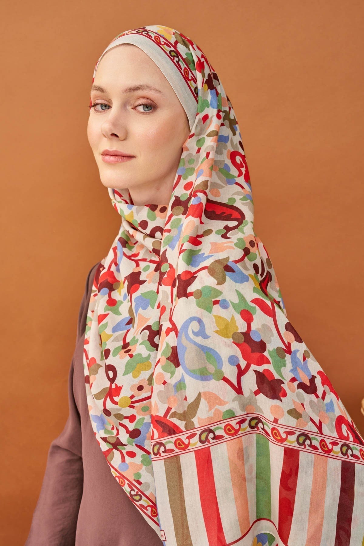 Riva Şal Tencel Botanical Floral Taş