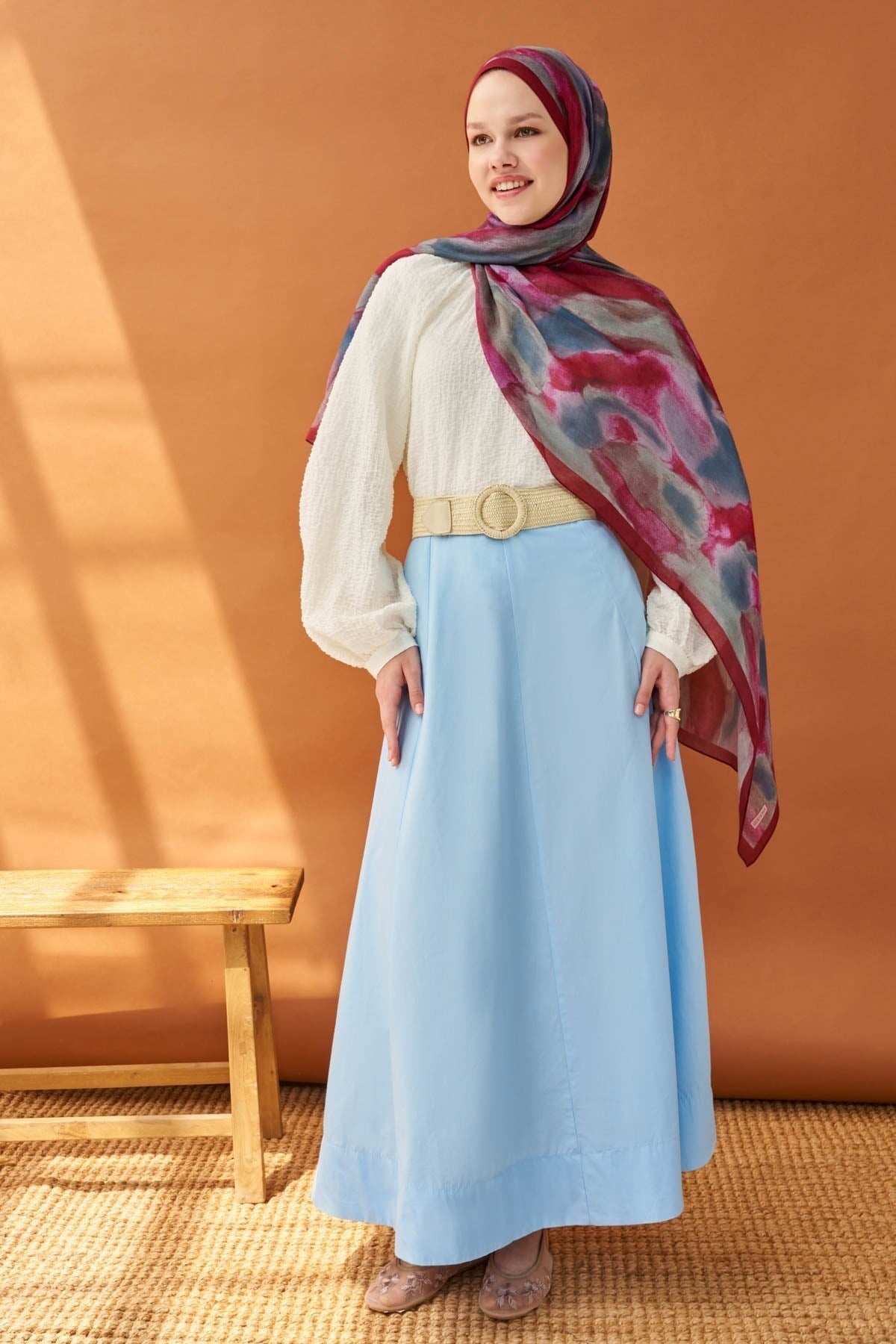 Riva Şal Tencel Cloud Bordo