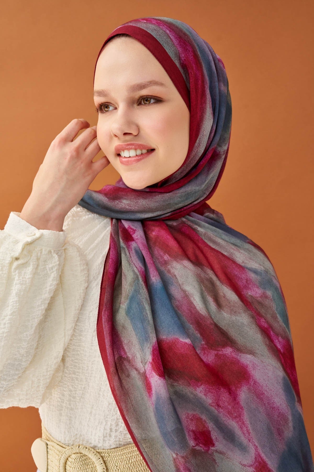 Riva Şal Tencel Cloud Bordo