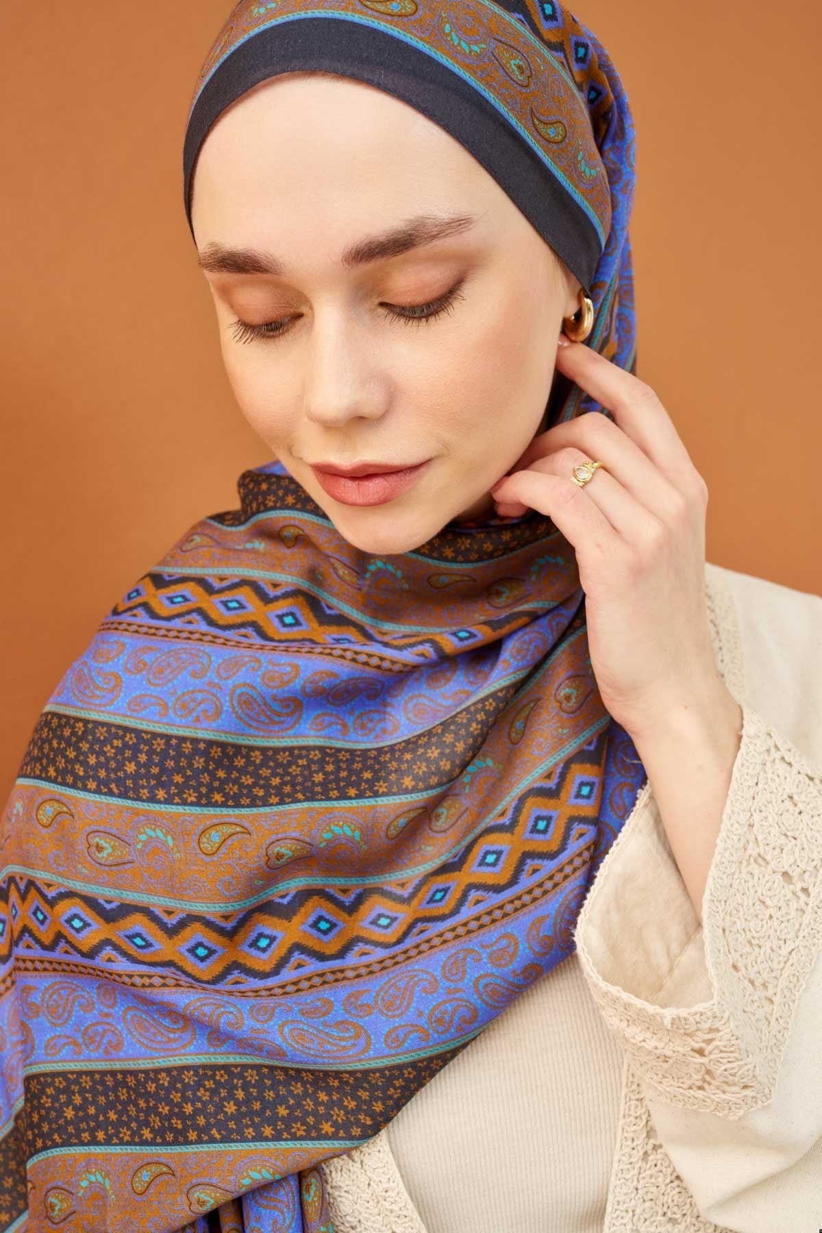 Riva Şal Tencel Ethnic Way Antrasit