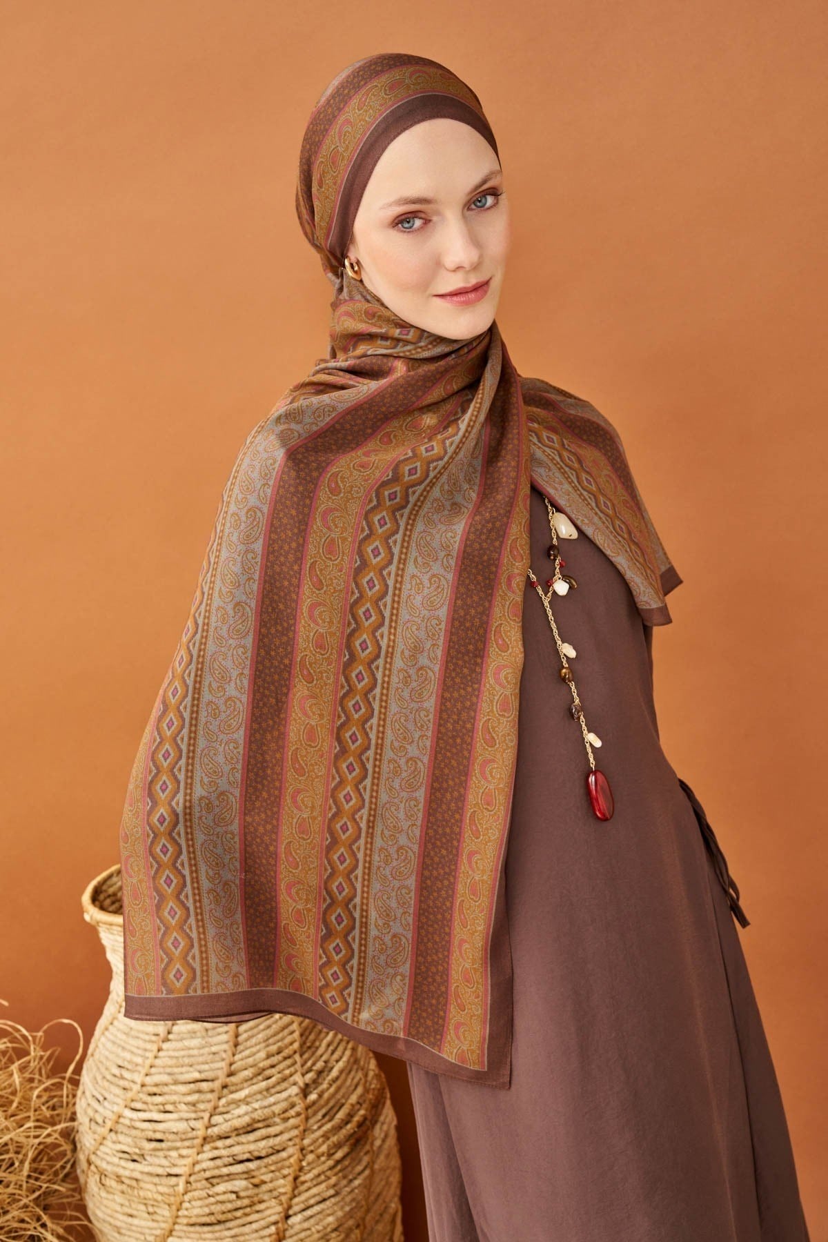 Riva Şal Tencel Ethnic Way Çikolata Kahve