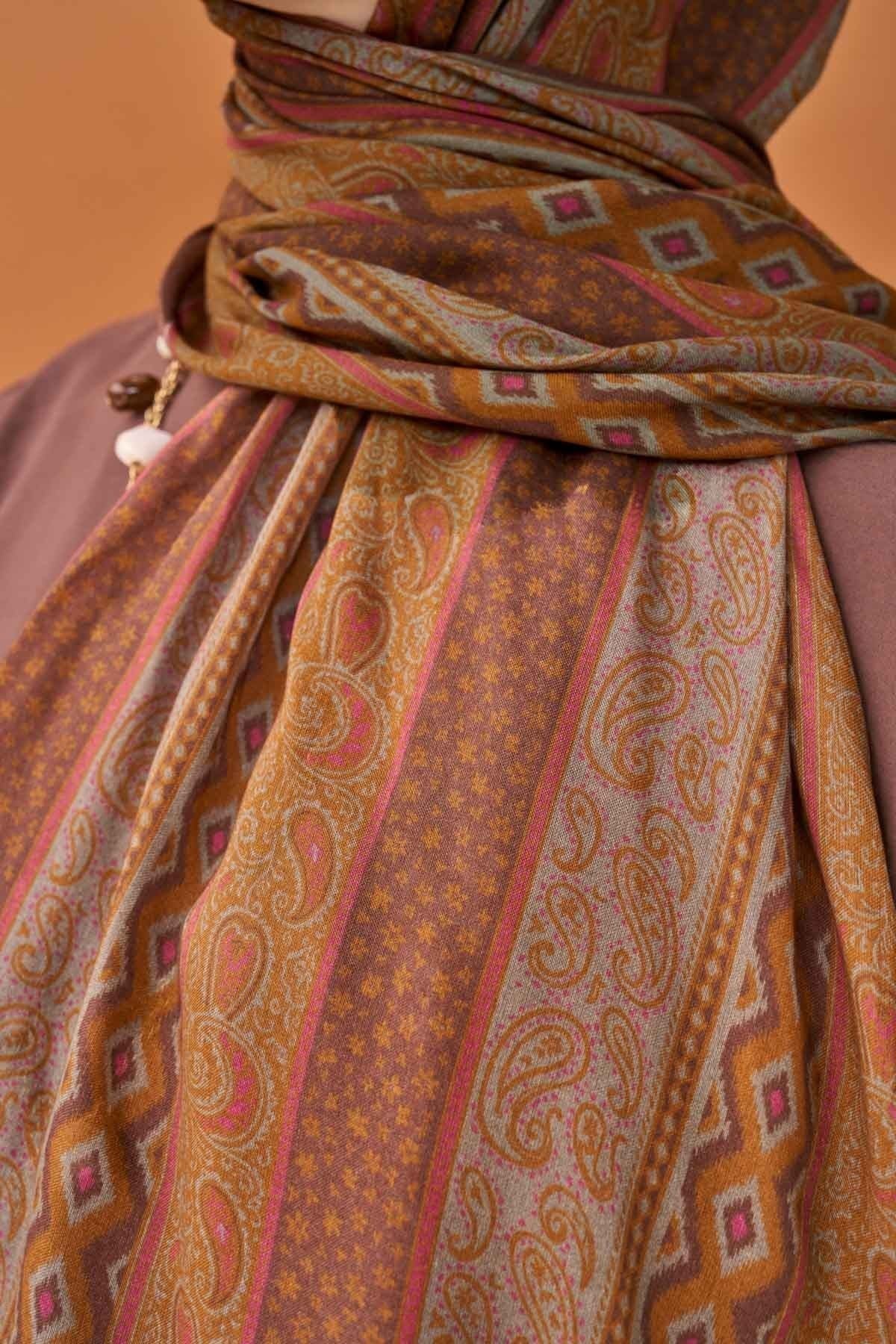 Riva Şal Tencel Ethnic Way Çikolata Kahve