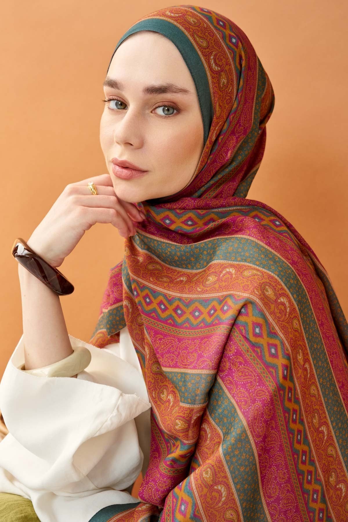 Riva Şal Tencel Ethnic Way Fuşya