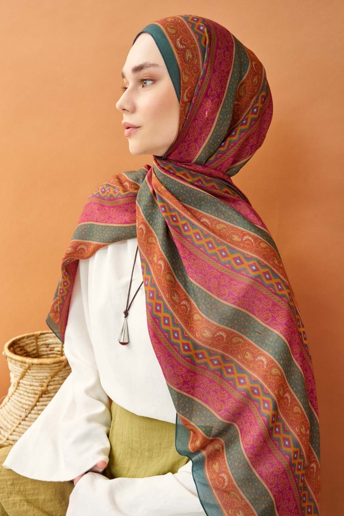 Riva Şal Tencel Ethnic Way Fuşya