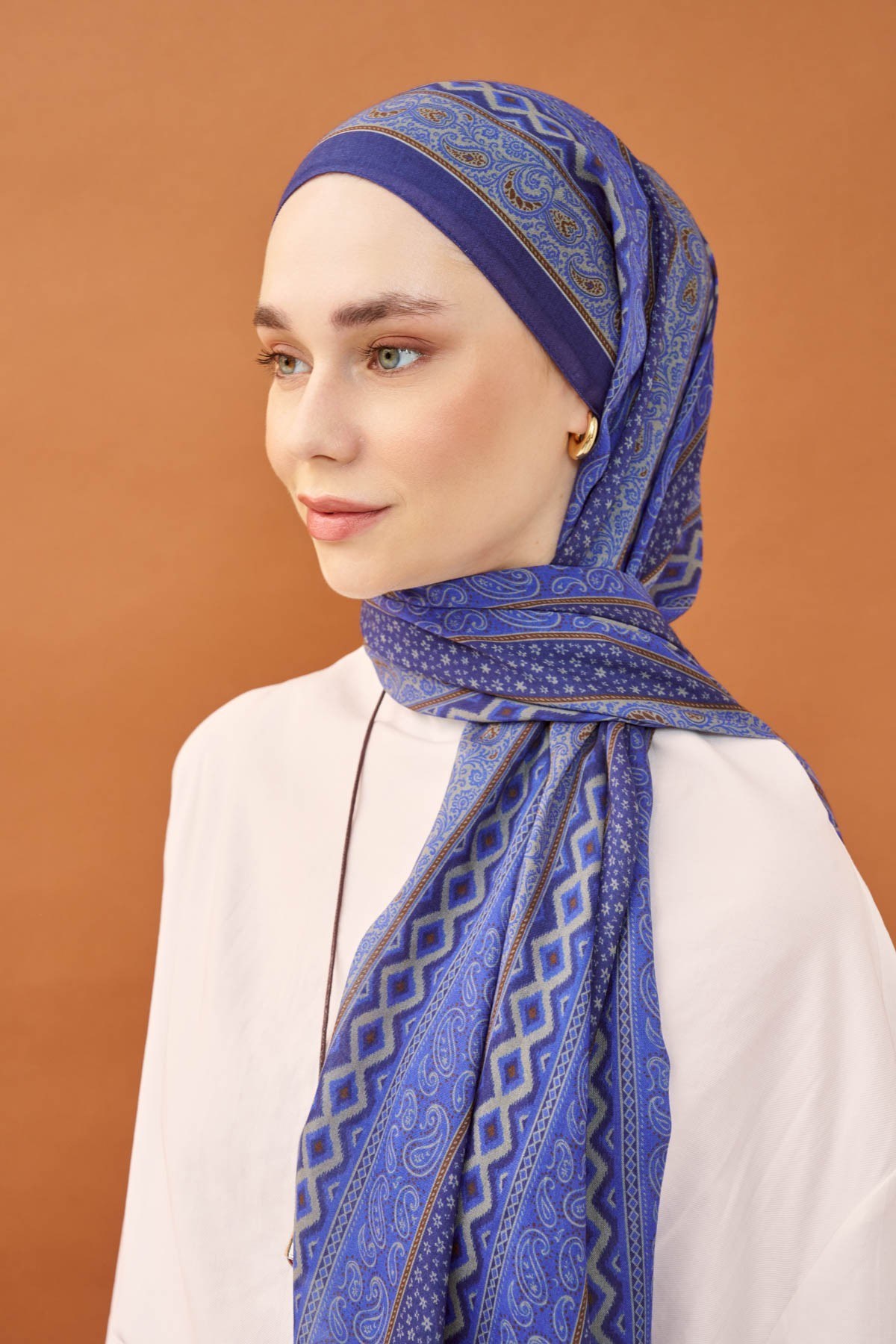 Riva Şal Tencel Ethnic Way Gece Mavisi