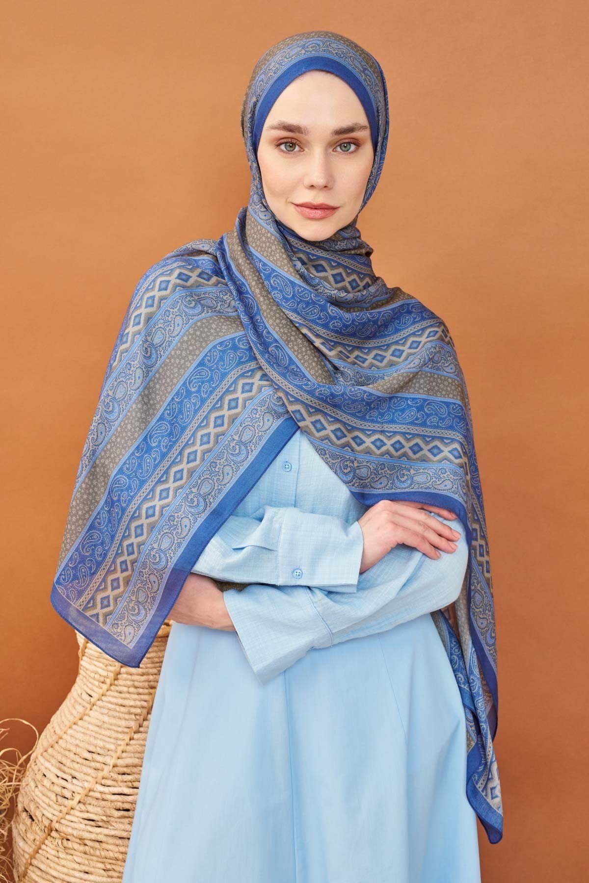 Riva Şal Tencel Ethnic Way Mavi