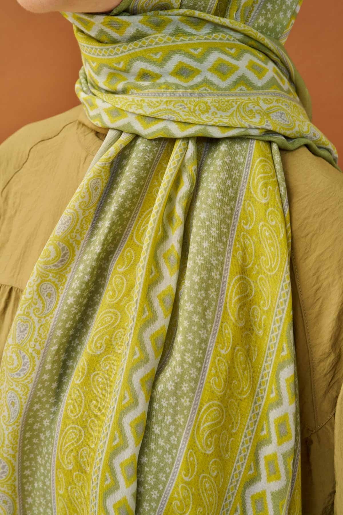 Riva Şal Tencel Ethnic Way Sarı