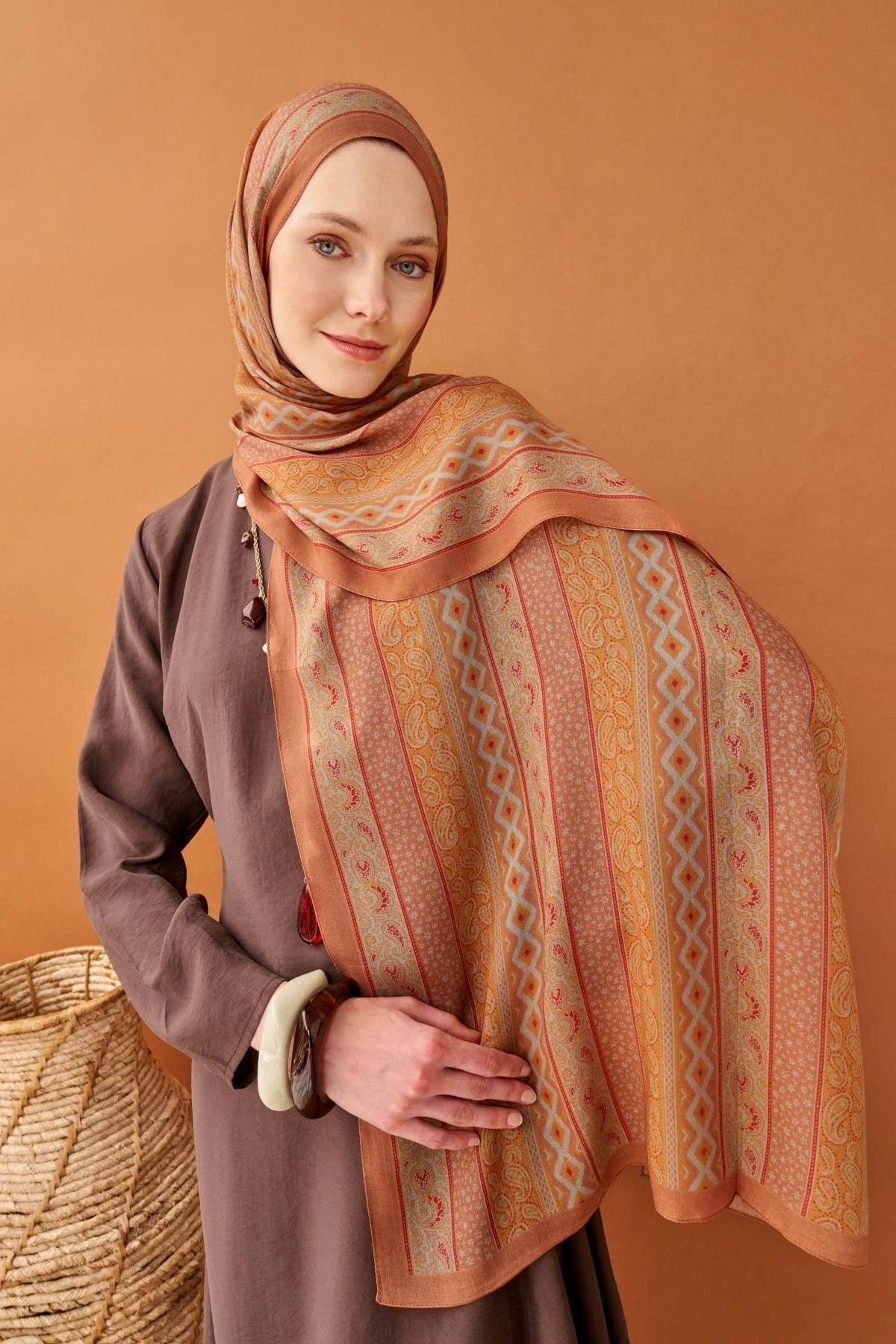 Riva Şal Tencel Ethnic Way Somon