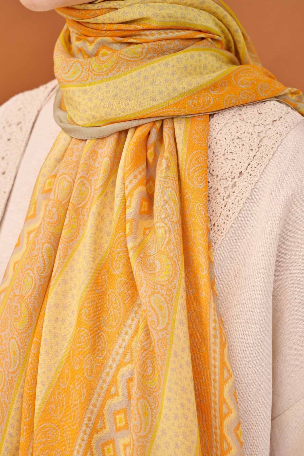 Riva Şal Tencel Ethnic Way Turuncu