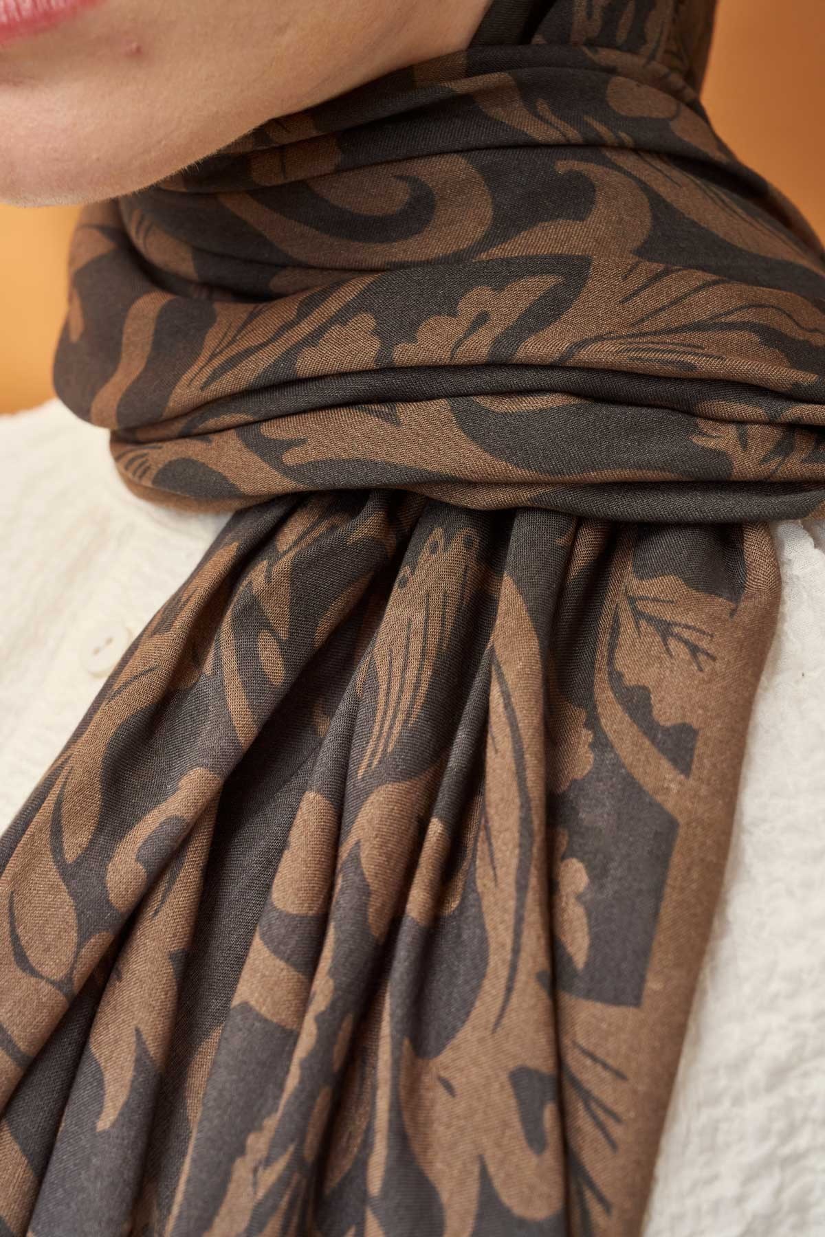 Riva Şal Tencel Floral Antrasit