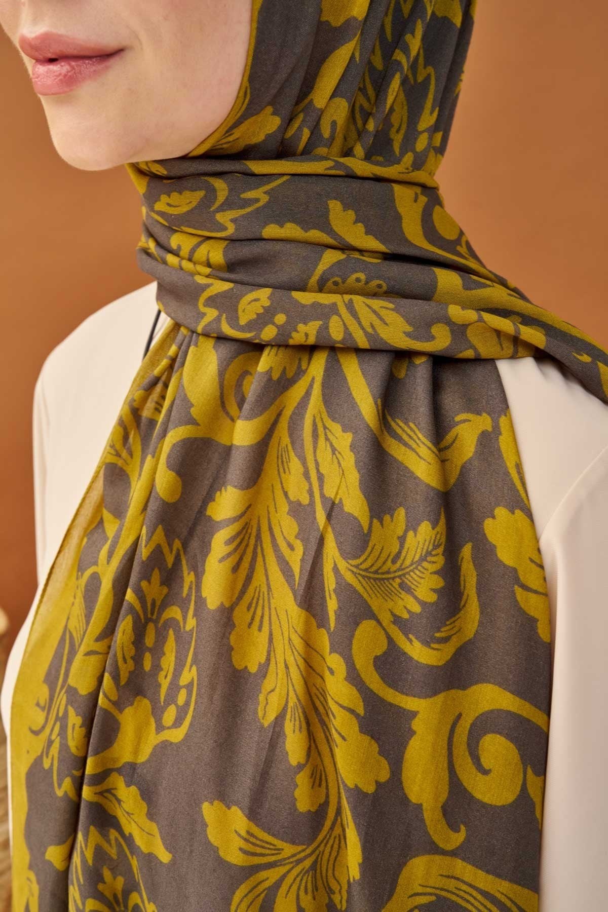 Riva Şal Tencel Floral Füme