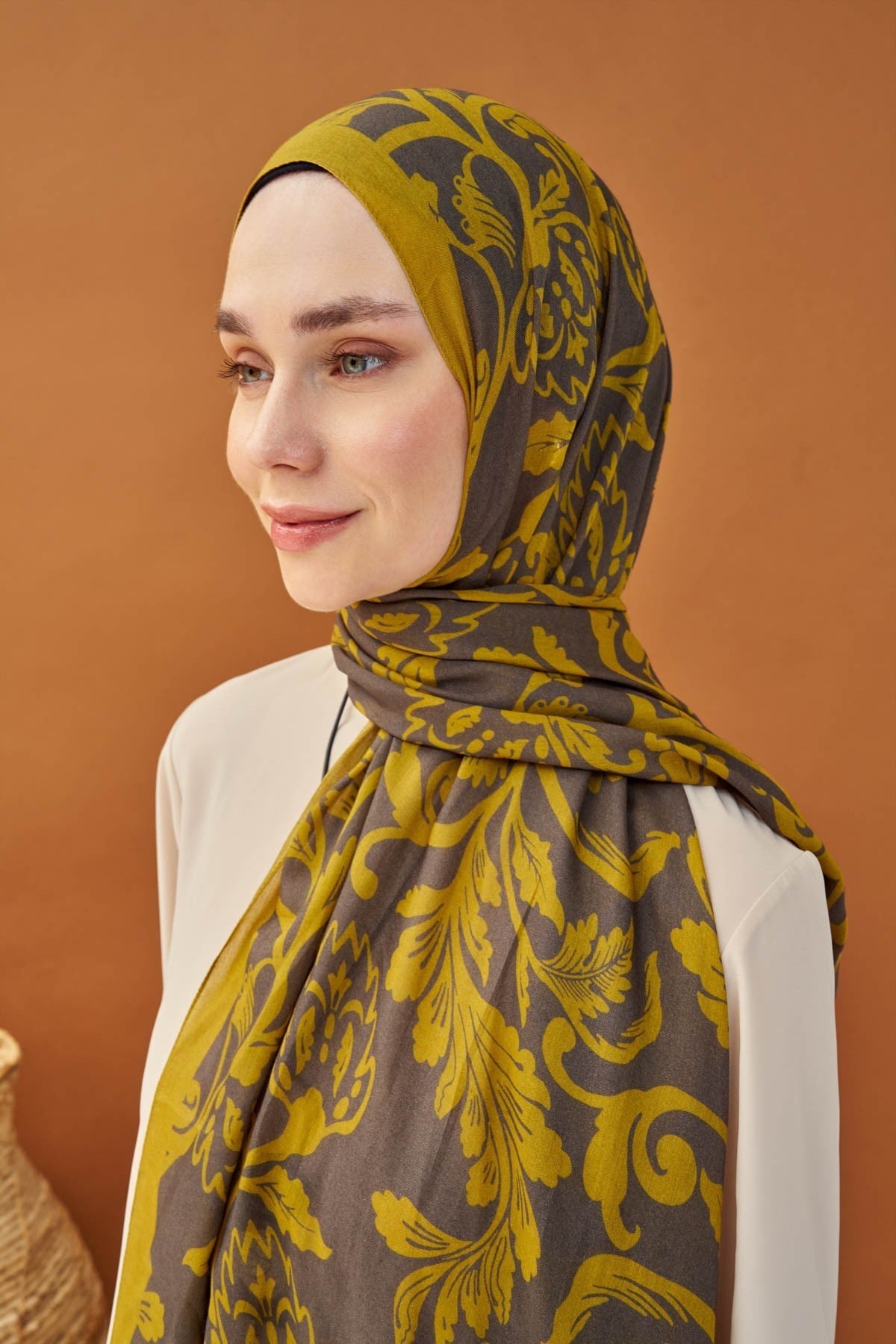 Riva Şal Tencel Floral Füme