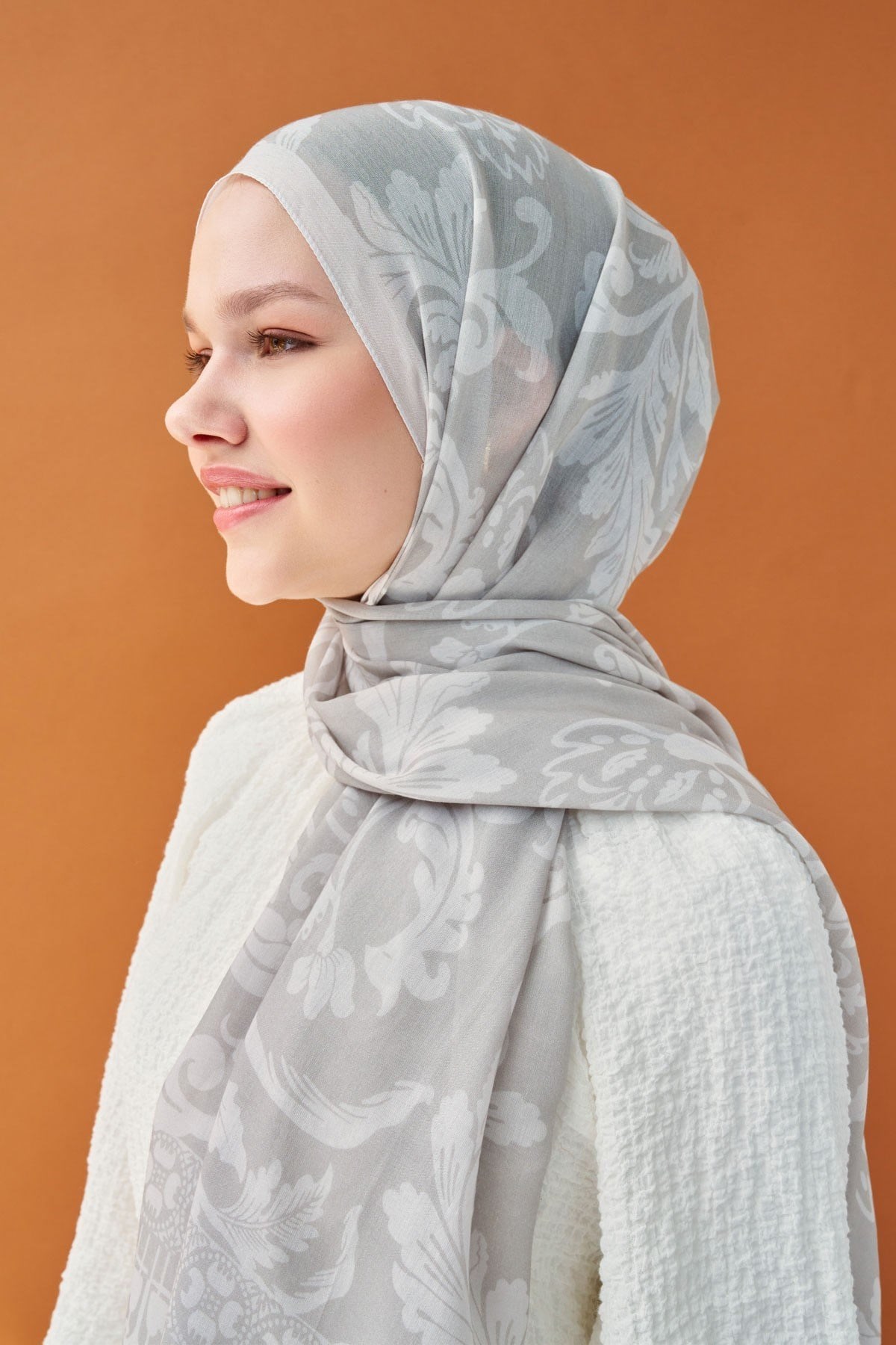 Riva Şal Tencel Floral Gümüş